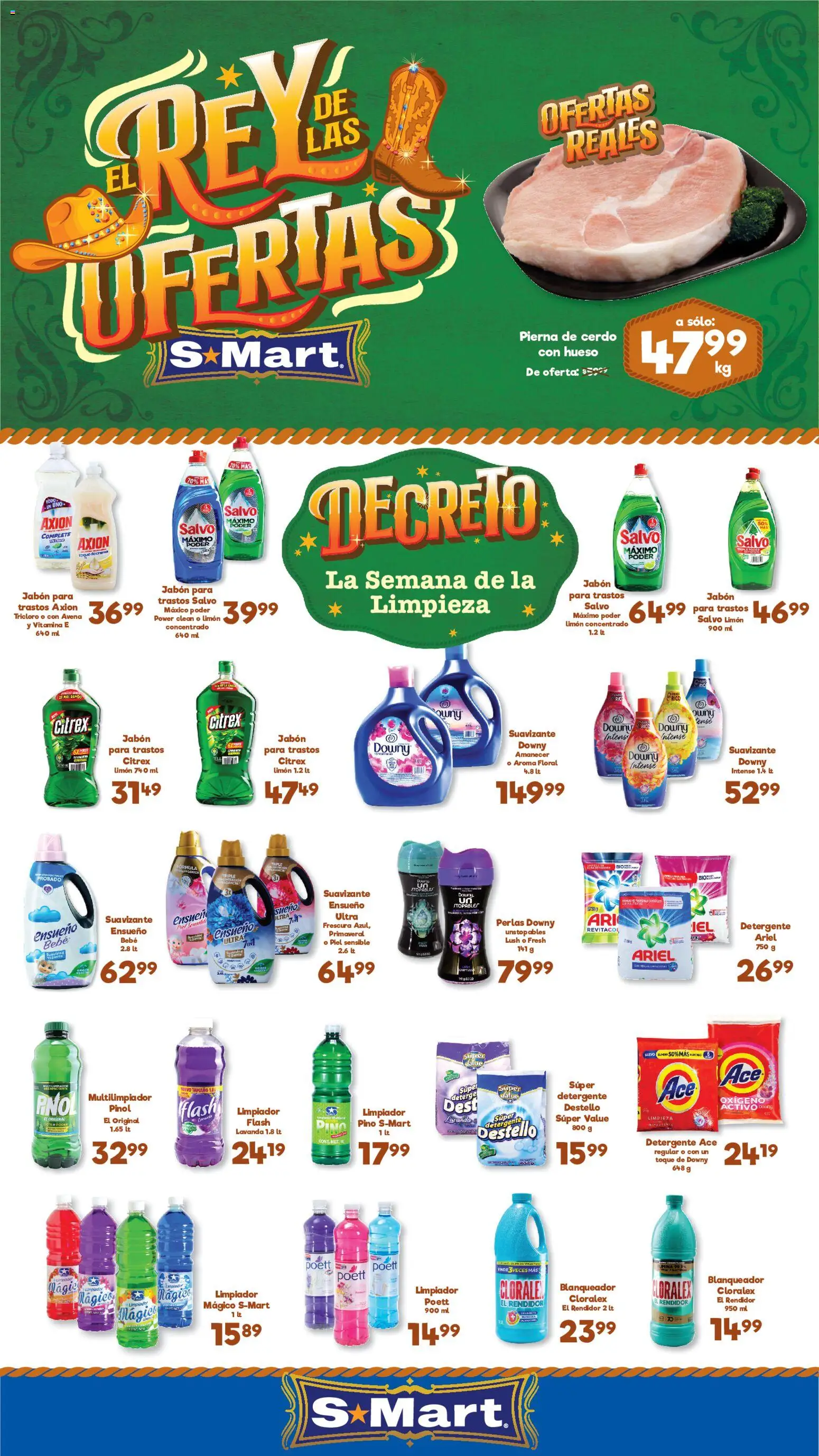 Nuevas ofertas de S-Mart válidas en toda la República Mexicana desde el 29.05.2026. ¡Encuentra las mejores ofertas en S-Mart folleto Ofertas de feria Matamoros! | Página: 1 | Productos: Detergente, Limón, Suavizante, Jabón