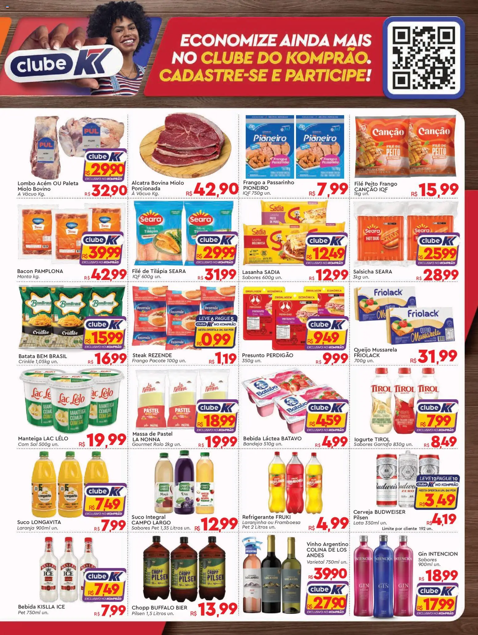Komprao Atacadista Folheto - válido de 20/07/2026 | Página: 3 | Produtos: Lasanha, Bebida, Batata, Filé de tilápia
