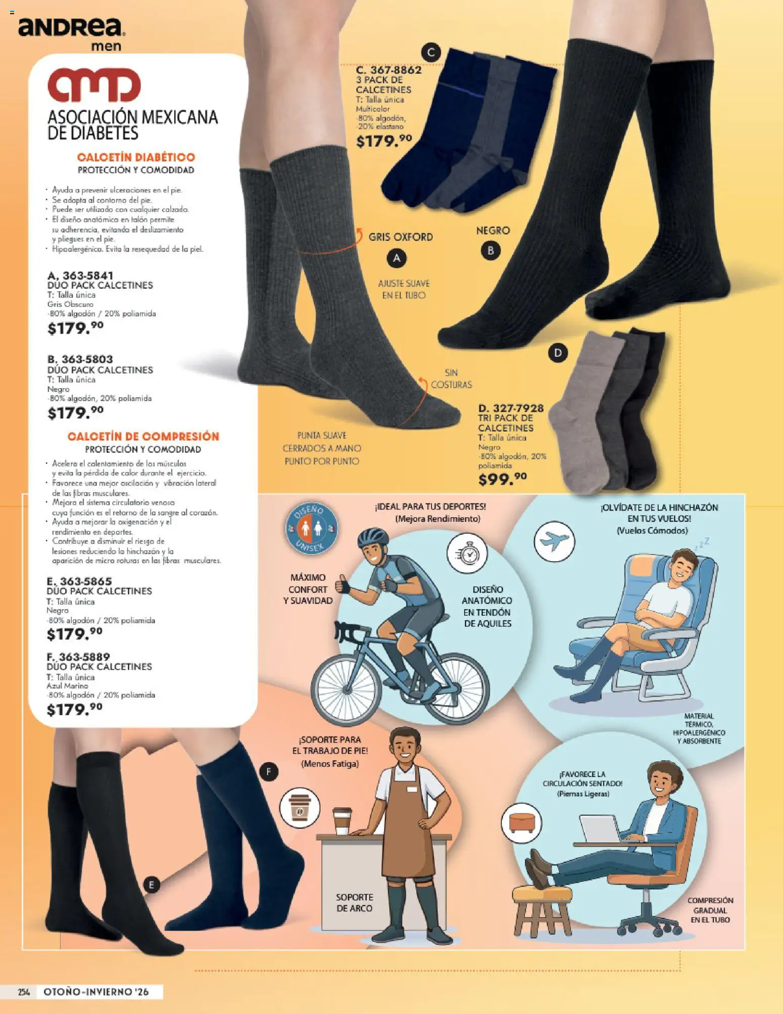 Nuevas ofertas de Andrea válidas en toda la República Mexicana desde el 23/08/2026. ¡Encuentra las mejores ofertas en Andrea catálogo Vestir Caballero! | Página: 96 | Productos: Contorno, Calcetines, Algodón