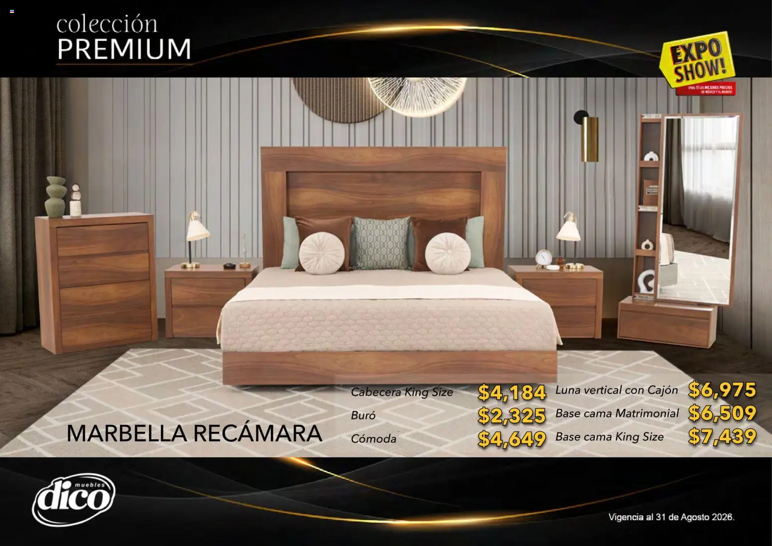 Nuevas ofertas de Muebles Dico válidas en toda la República Mexicana desde el 01/08/2026. ¡Encuentra las mejores ofertas en Muebles Dico catálogo Colección Premium! | Página: 64 | Productos: Cabecera, Cama, Buró