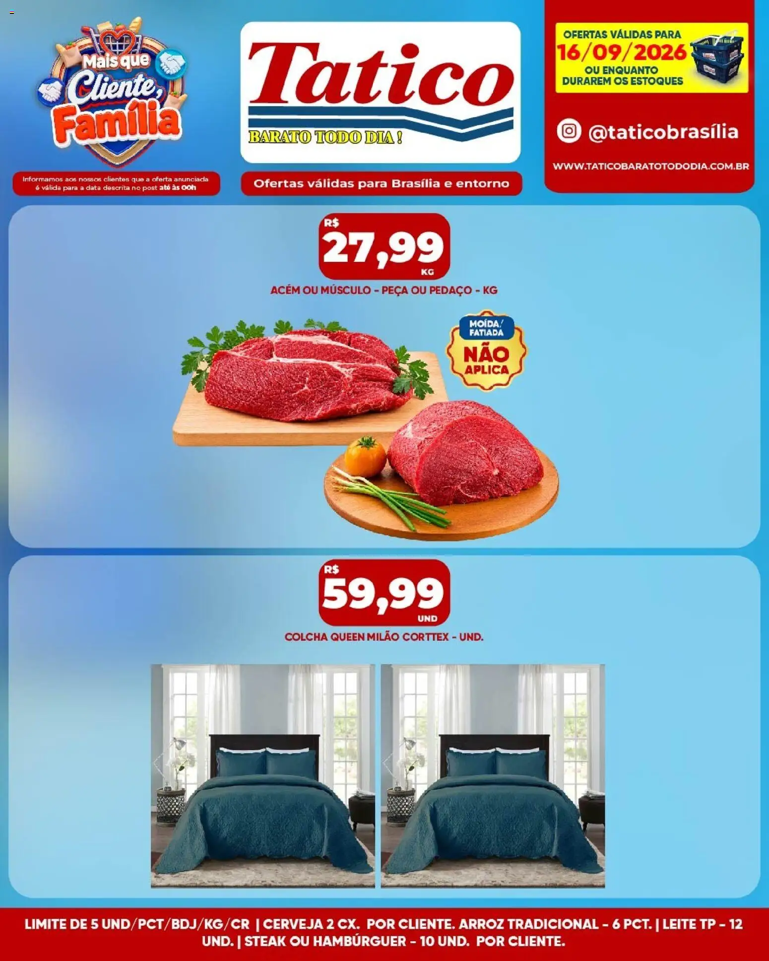 Tatico Folheto - válido de 16/09/2026 | Página: 12 | Produtos: Steak, Acém, Arroz, Hambúrguer