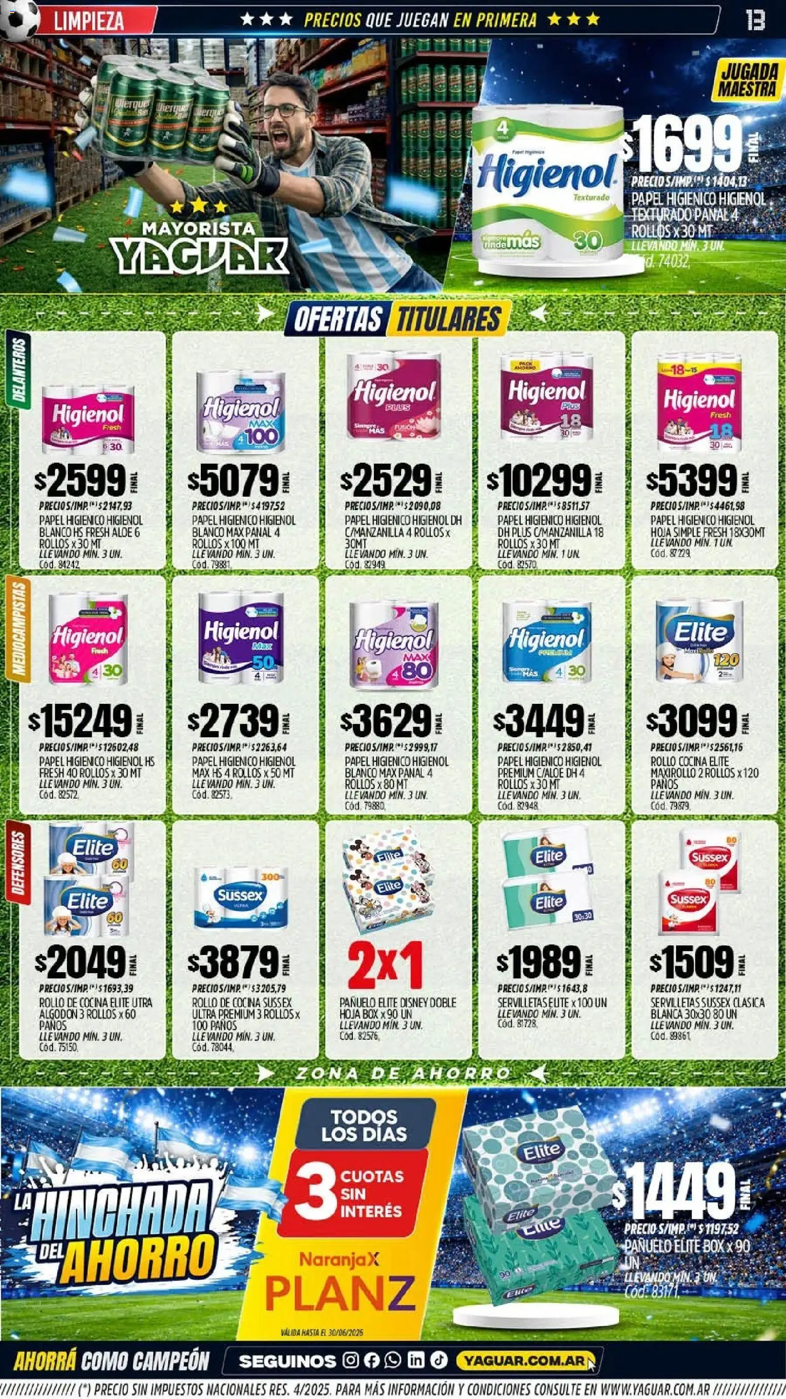 Yaguar - Oferta Semanal Salta │ válido desde el 08.06.2026 | Página: 14 | Productos: Algodón, Pañuelo, Cocina, Servilletas