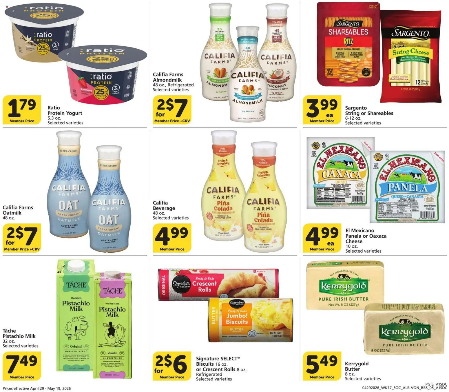 Vons Big Book of Savings - valid from 29.04.2026 | Page: 5 | Products: Basket, Milk, Cheese, Sugar