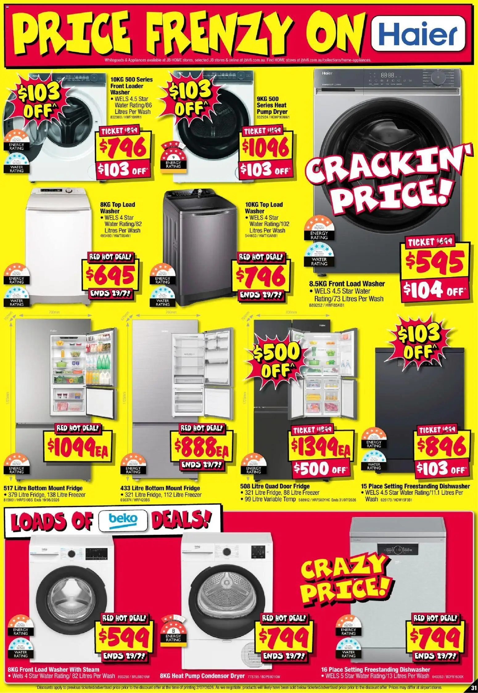 JB Hi-Fi catalogue - valid from 16/07/2026 | Page: 31 | Products: Water, Fridge, Freezer, Washer