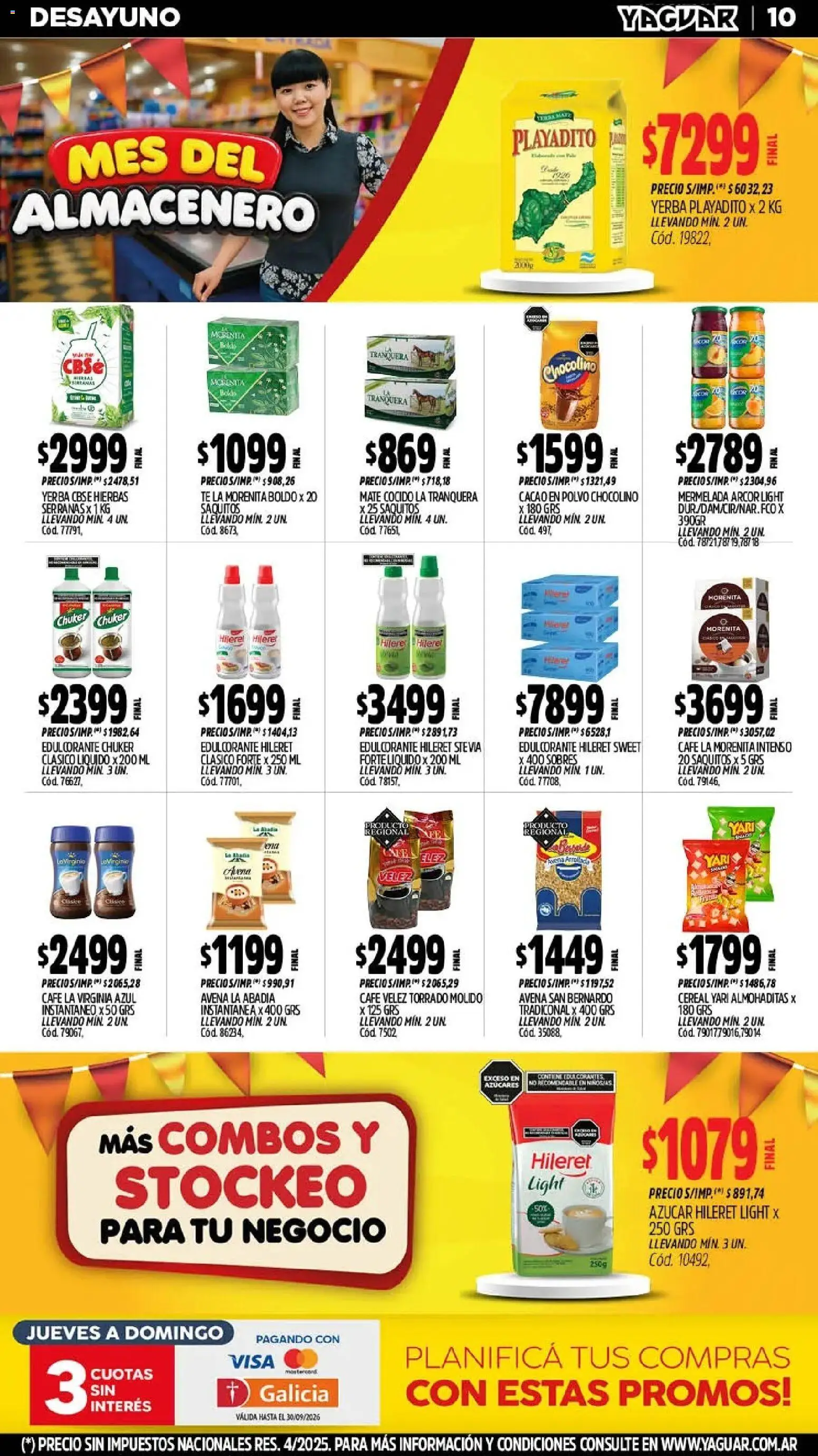 Yaguar - Oferta Semanal Jujuy │ válido desde el 28/09/2026 | Página: 10 | Productos: Mate, Polvo, Edulcorante, Mermelada