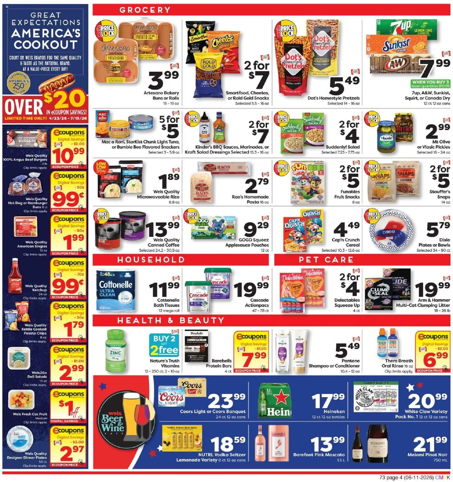 Weis Weekly Circular - VA - valid from 11.06.2026 | Page: 4 | Products: Ginger, Coffee, Beer, Cream