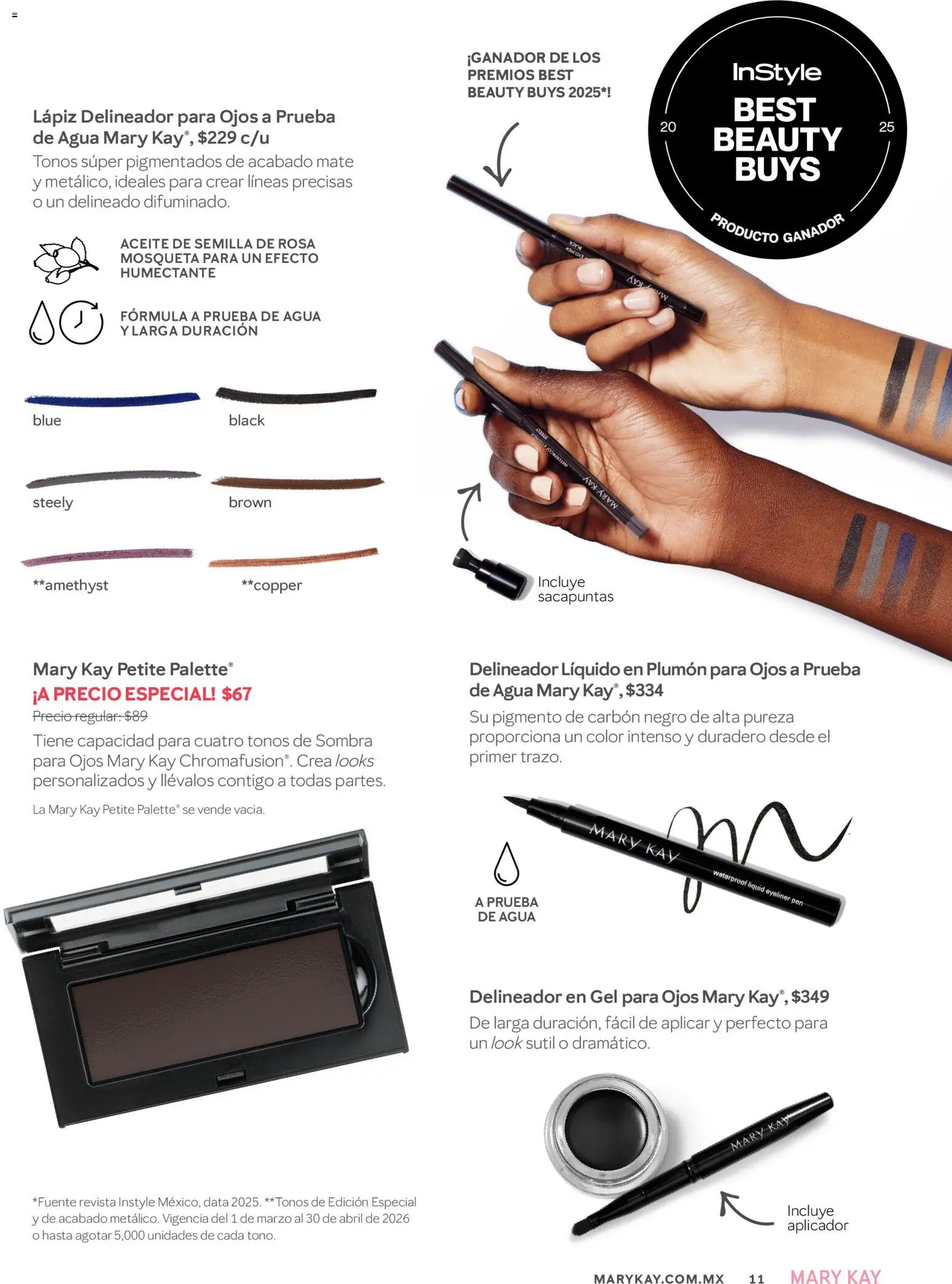 Nuevas ofertas de Mary Kay válidas en toda la República Mexicana desde el 01.04.2026. ¡Encuentra las mejores ofertas en Catálogo Mary Kay Abril 2026! | Página: 11 | Productos: Sacapuntas, Agua, Mate, Delineador