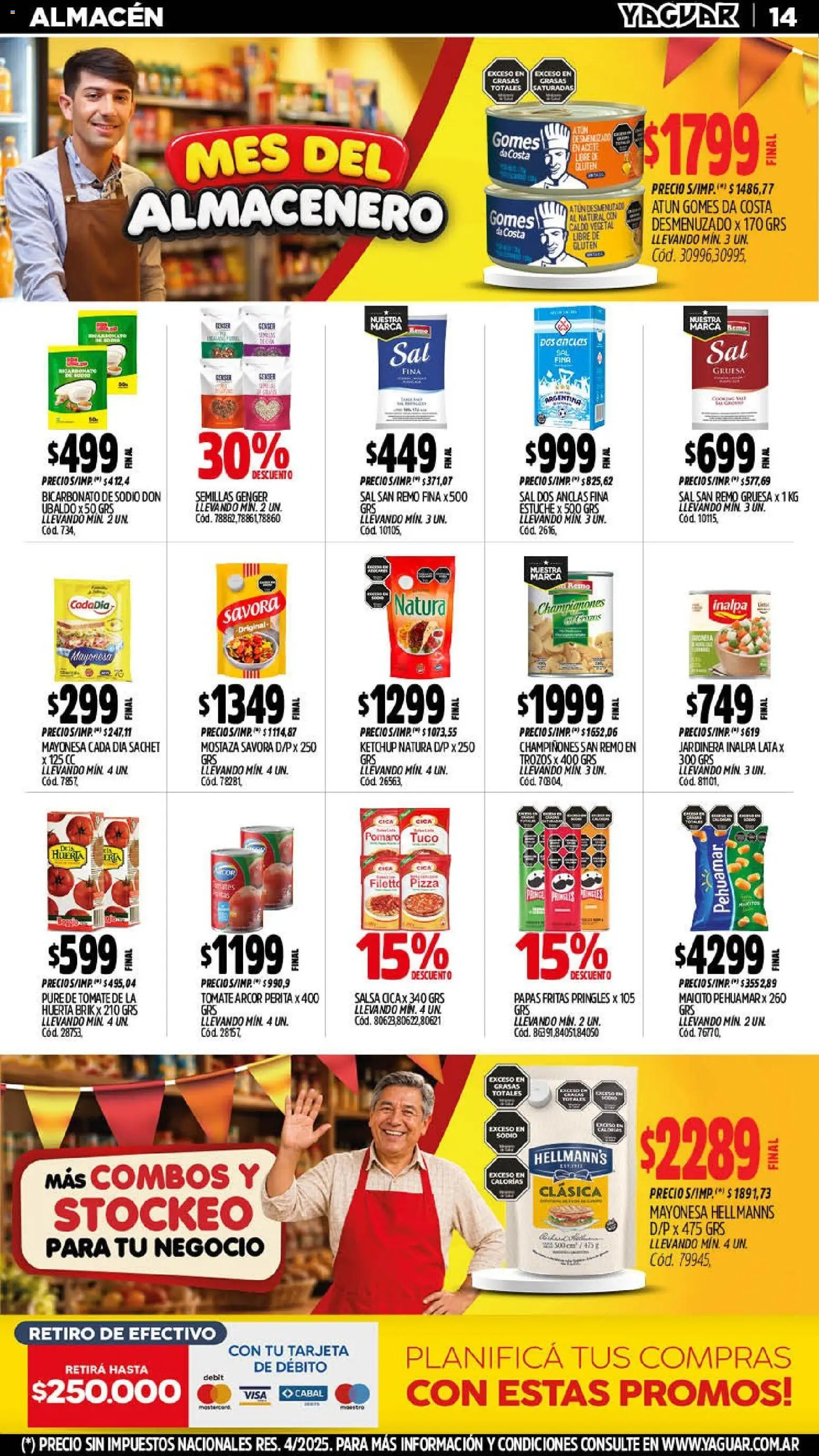 Yaguar - Oferta Semanal Mar del Plata │ válido desde el 14/09/2026 | Página: 14 | Productos: Mayonesa, Atún, Pure de Tomate, Pizza
