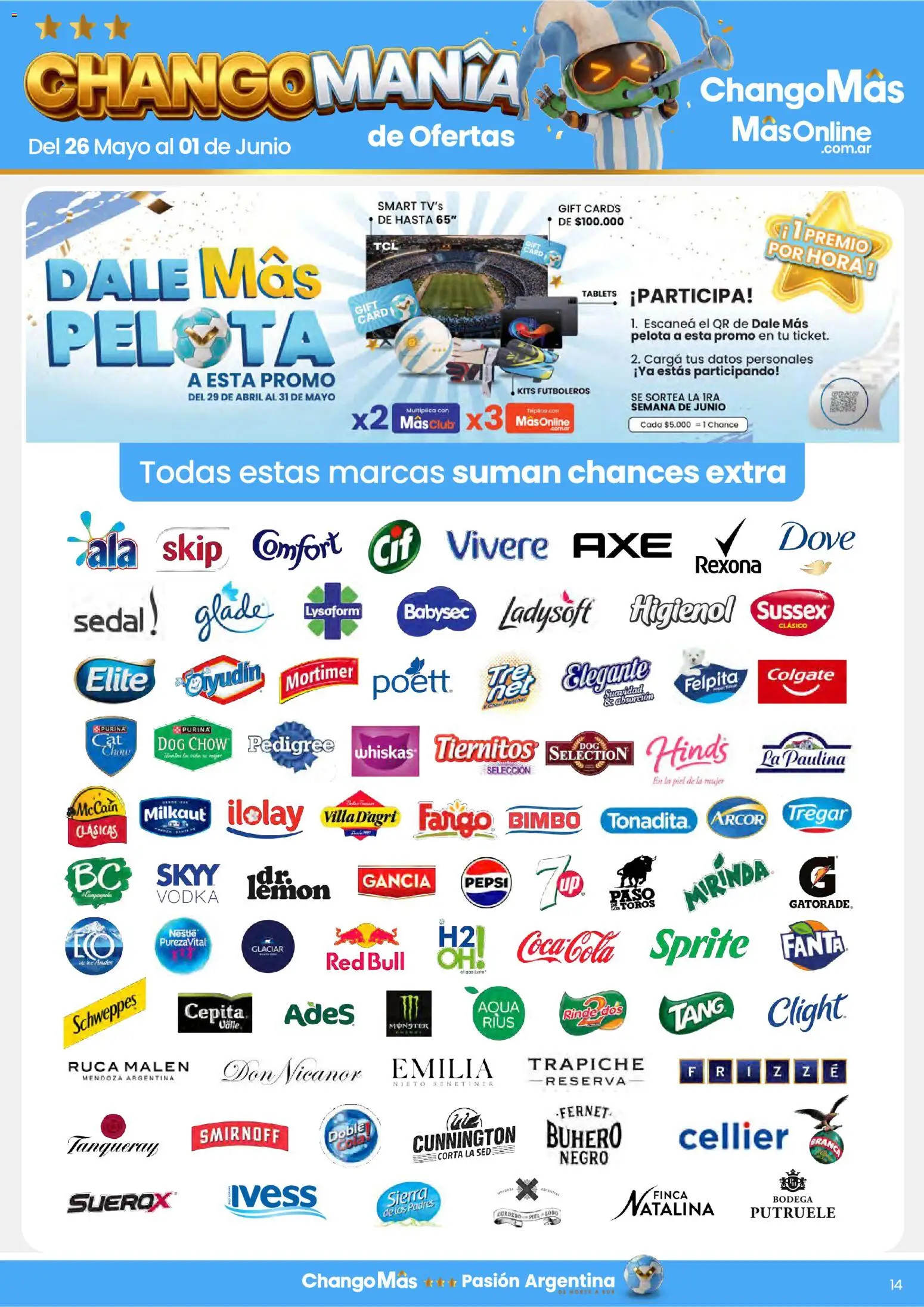 Changomas ofertas │ válido desde el 26.05.2026 | Página: 14 | Productos: Vodka, Fernet, Pelota, Sierra