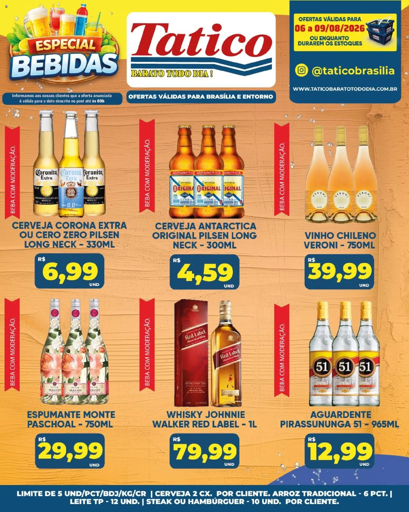 Tatico Folheto - válido de 06/08/2026 | Página: 30 | Produtos: Whisky, Leite, Arroz, Hambúrguer