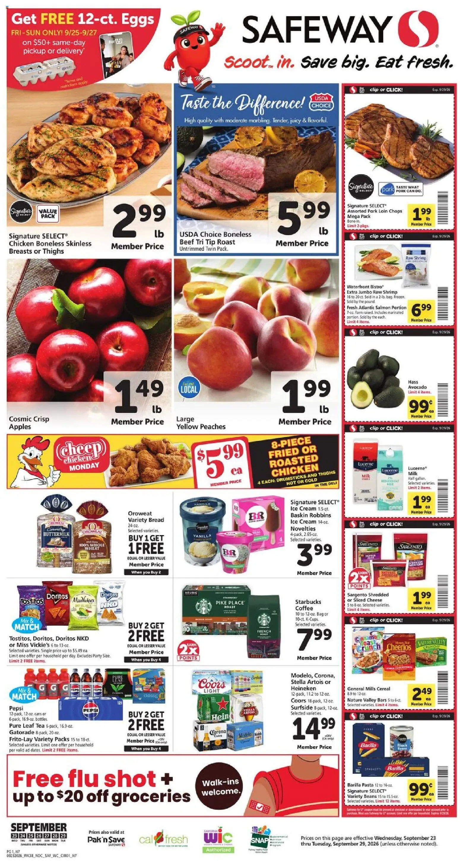 Safeway Weekly Ad - valid from 09/23/2026 | Page: 1 | Products: Pork loin, Barilla pasta, Pasta, Bag
