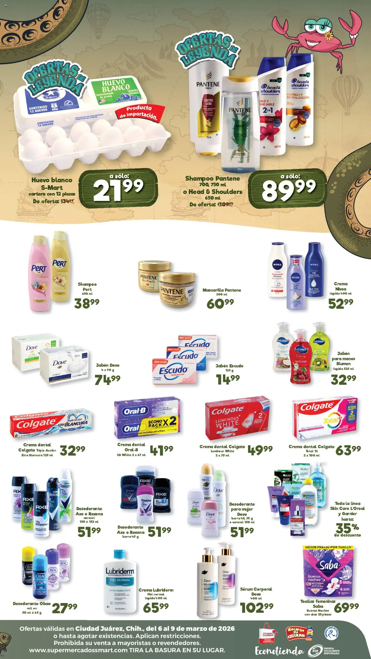 Nuevas ofertas de S-Mart válidas en toda la República Mexicana desde el 06.03.2026. ¡Encuentra las mejores ofertas en S-Mart folleto Ofertas de feria Juárez! | Página: 2 | Productos: Serum, Huevos, Toallas, Acondicionador