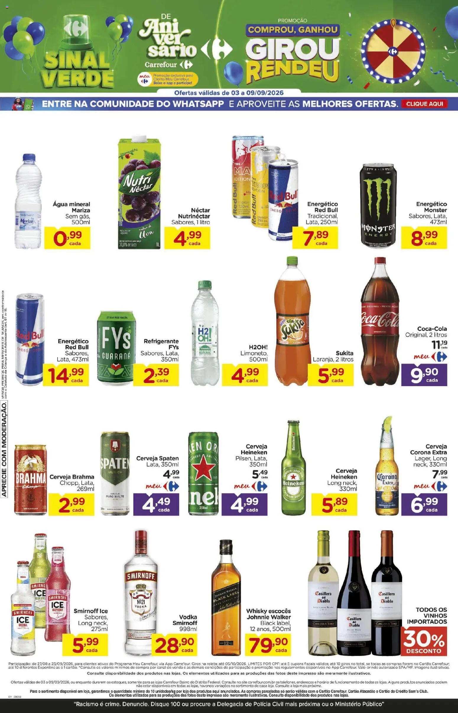 Carrefour Bairro Folheto - válido de 03/09/2026 | Página: 10 | Produtos: Guaraná, Vodka, Água mineral, Monster