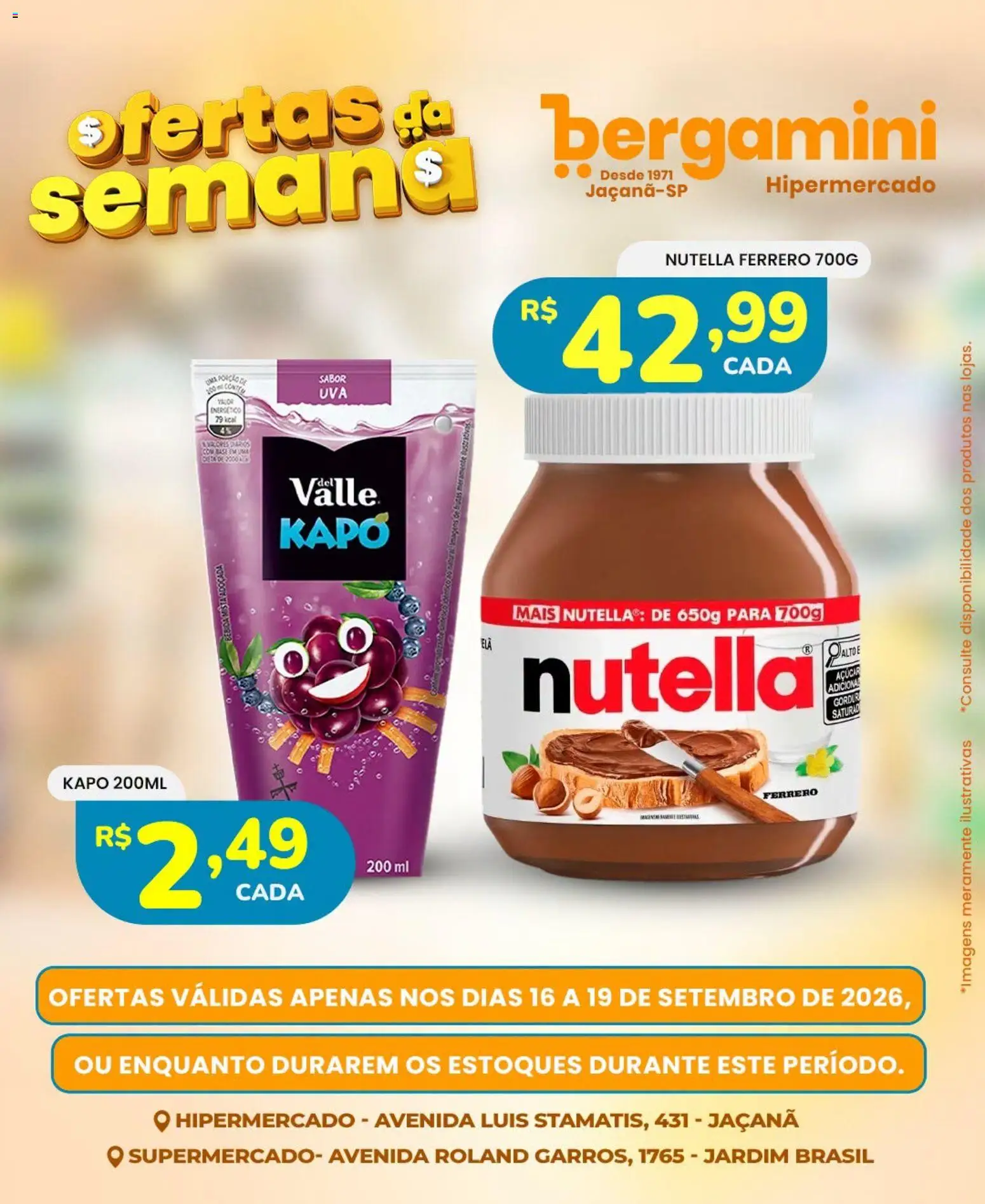 Supermercado Bergamini Folheto - válido de 16/09/2026 | Página: 22 | Produtos: Energético, Nutella, Bebida