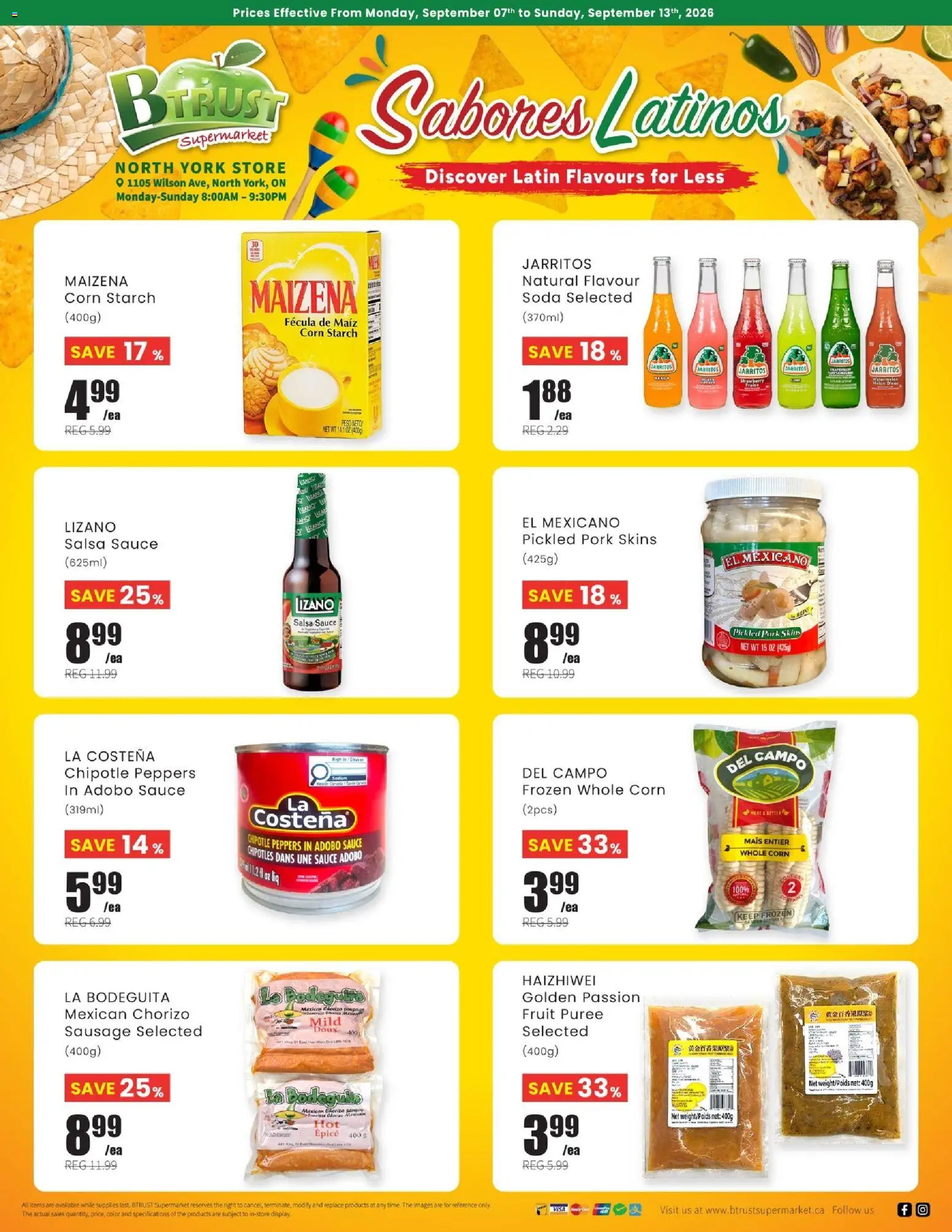 Btrust Supermarket flyer valid from Sep 7, 2026 | Page: 1 | Products: Fruit, Sausage, Corn, Pork