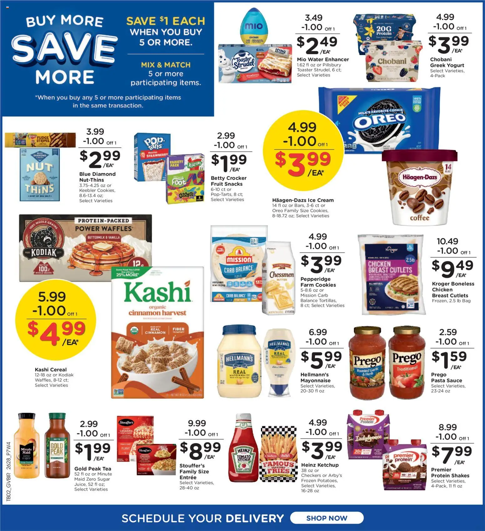 Kroger Ad - valid from 08/12/2026 | Page: 3 | Products: Waffles, Yogurt, Pasta, Mayonnaise