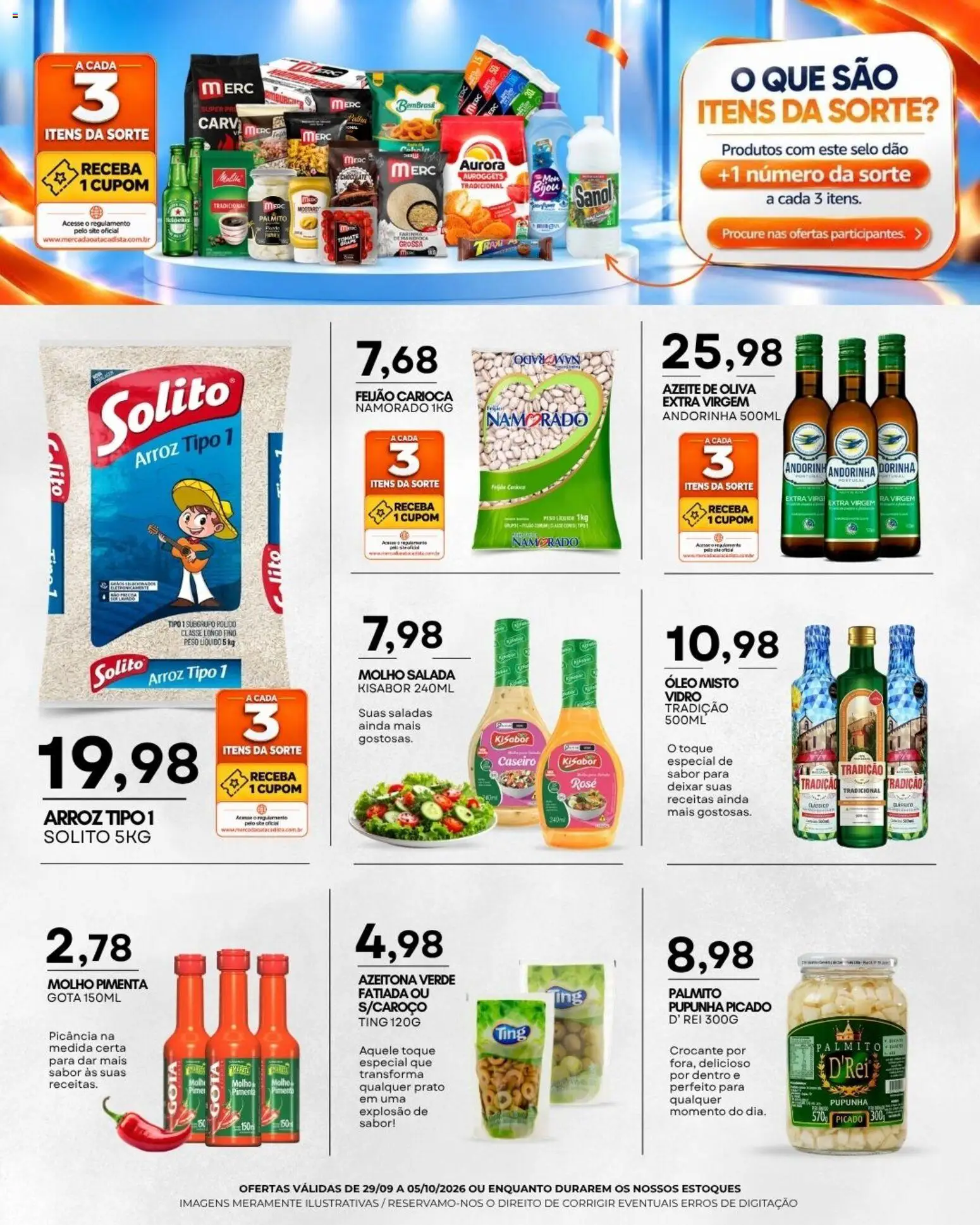 Mercadão Atacadista Folheto - válido de 29/09/2026 | Página: 4 | Produtos: Feijão, Palmito, Arroz, Azeite de oliva