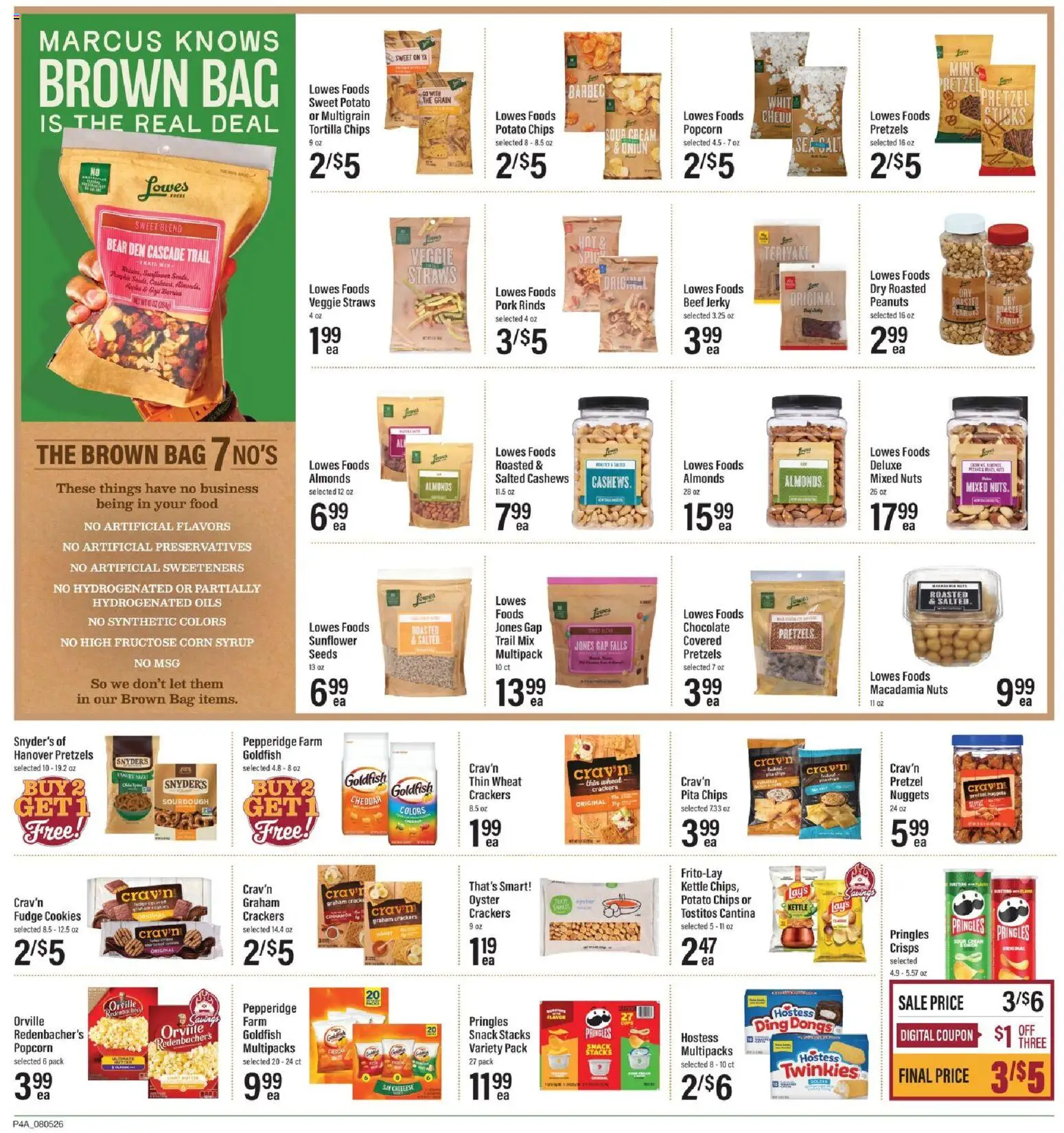 Lowes Foods Weekly Ad - valid from 08/05/2026 | Page: 6 | Products: Chocolate, Cookies, Bag, Kettle
