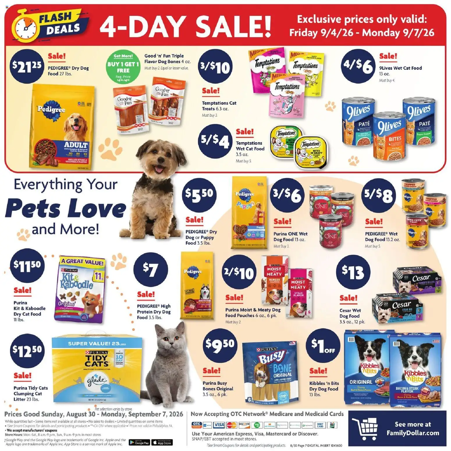Family Dollar Weekly Ad - valid from 08/30/2026 | Page: 14 | Products: Cat Food, Protein, Food pouches, Pâté