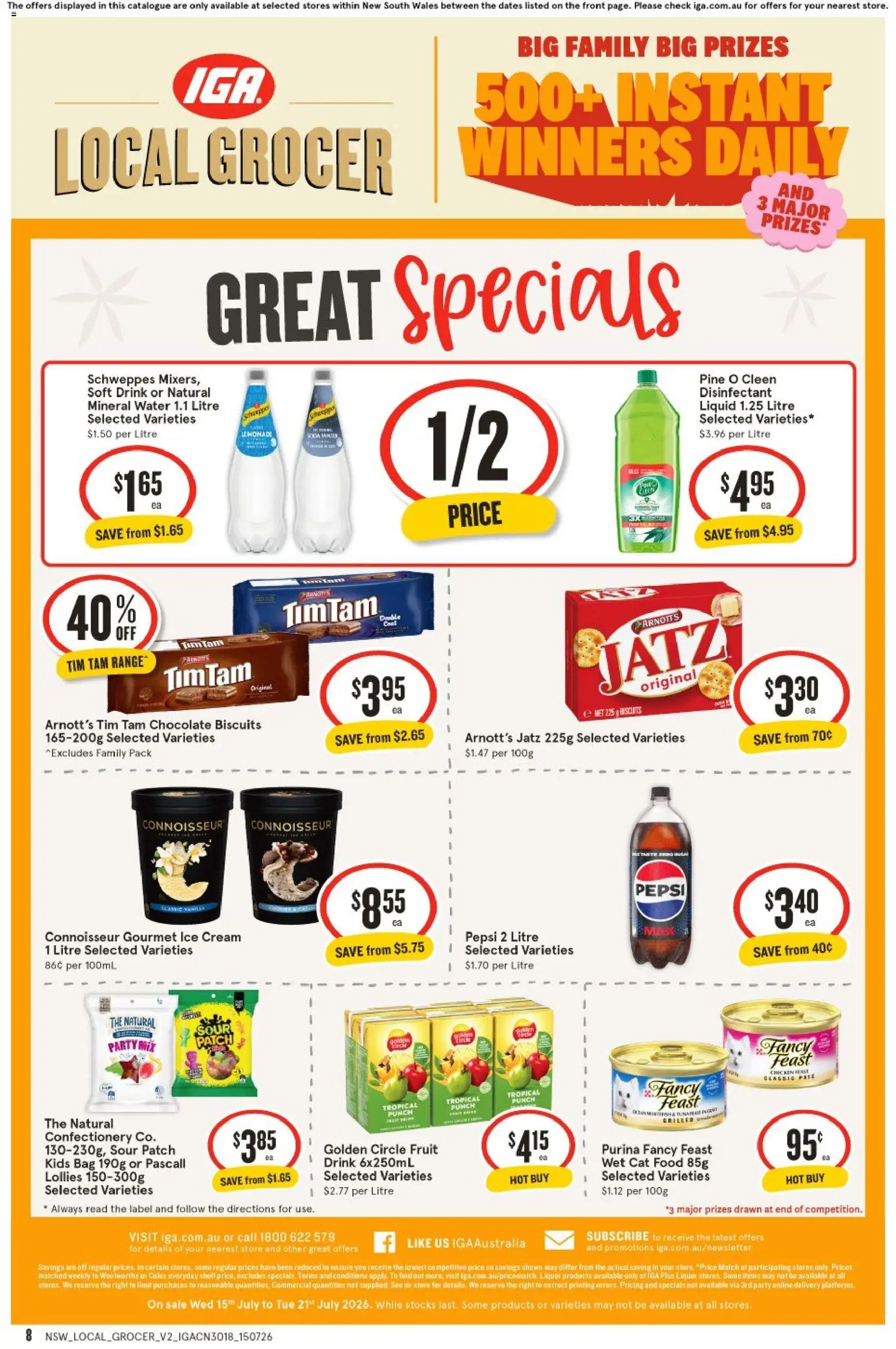 IGA catalogue - valid from 15/07/2026 | Page: 2 | Products: Chicken, Cream, Biscuits, Water