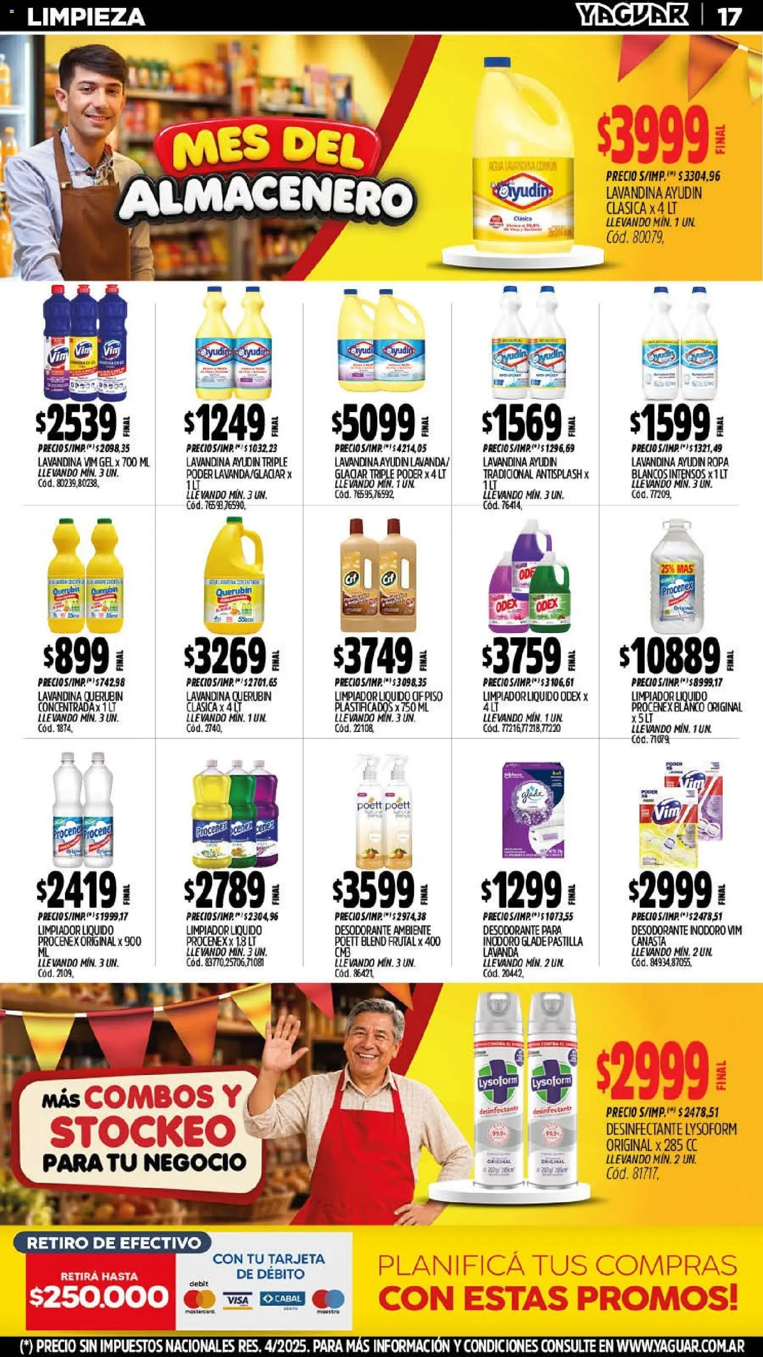 Yaguar - Oferta Semanal Neuquen │ válido desde el 14/09/2026 | Página: 17 | Productos: Desinfectante, Lavandina, Ropa, Limpiador