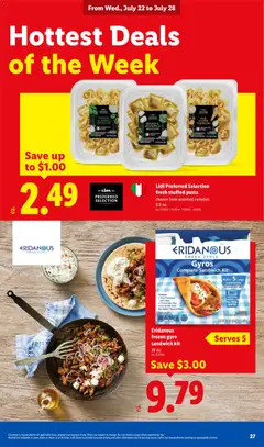Preview of Lidl weekly ads valid from 07/22/2026 | Page: 27 | Products: Spinach, Cheese, Pasta, Bag