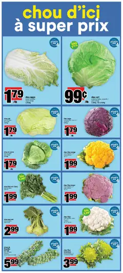 Preview of Super C weekly flyer / circulaire from shop Super C valid from Oct 1, 2026 | Page: 5 | Products: Cabbage, Kale, Cauliflower, Kohlrabi
