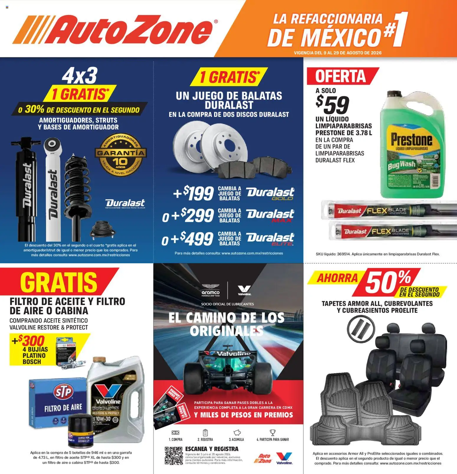 Nuevas ofertas de AutoZone válidas en toda la República Mexicana desde el 09/08/2026. ¡Encuentra las mejores ofertas en AutoZone catálogo! | Página: 1