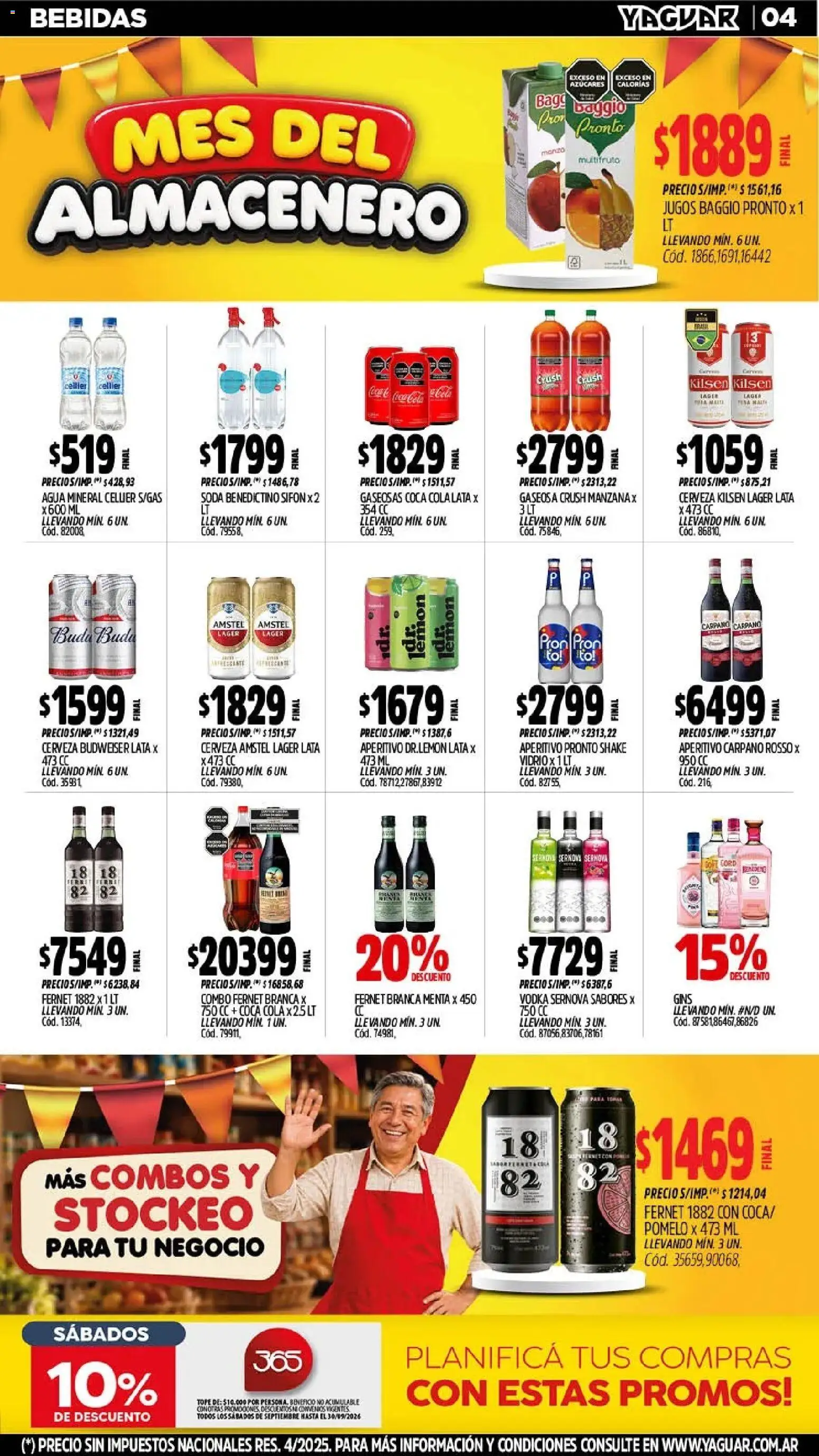 Yaguar - Oferta Semanal Misiones │ válido desde el 28/09/2026 | Página: 4 | Productos: Vodka, Fernet, Gaseosa, Agua