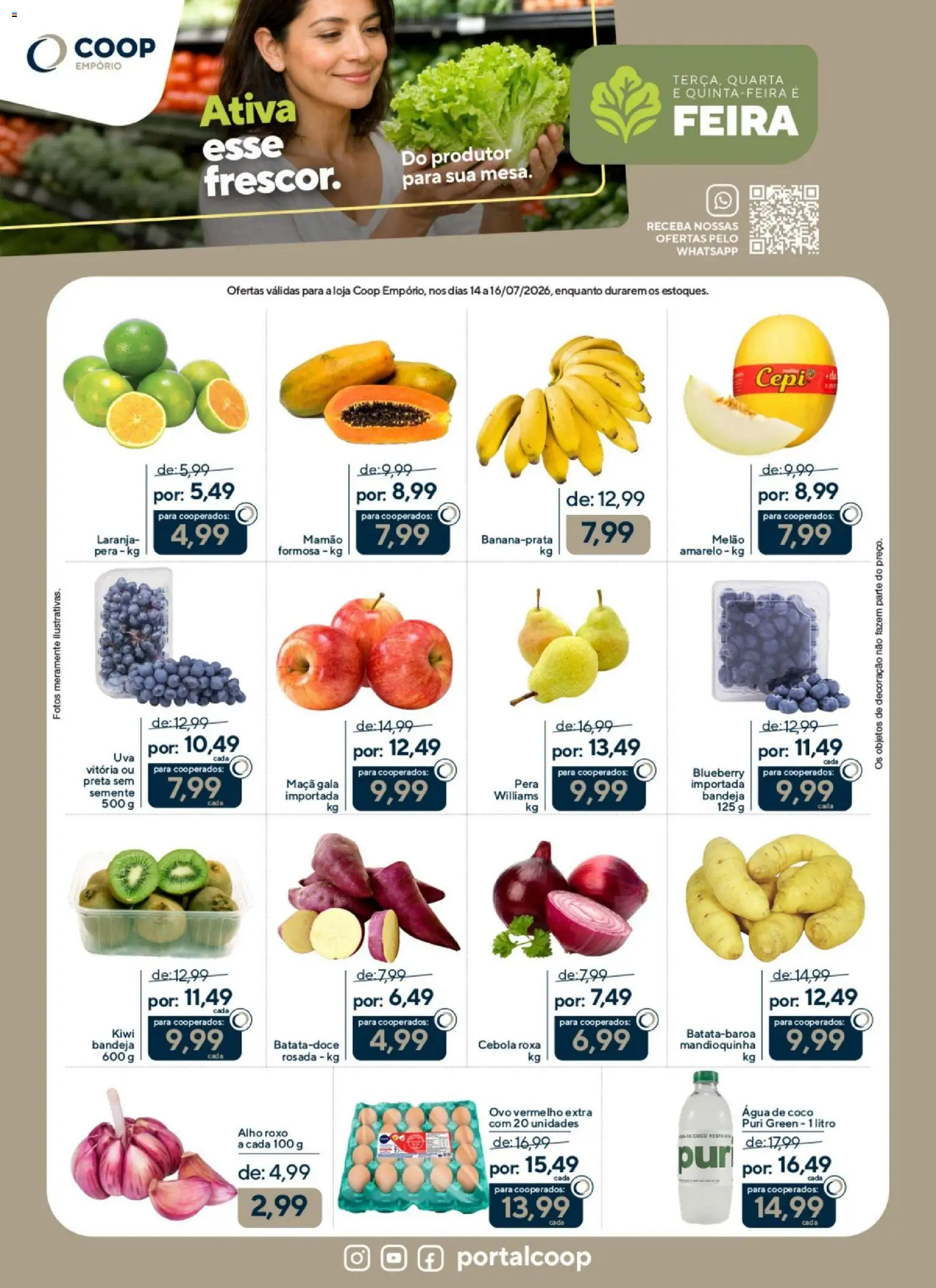Coop Folheto - válido de 14/07/2026 | Página: 1 | Produtos: Pera, Alho, Bandeja, Mamão