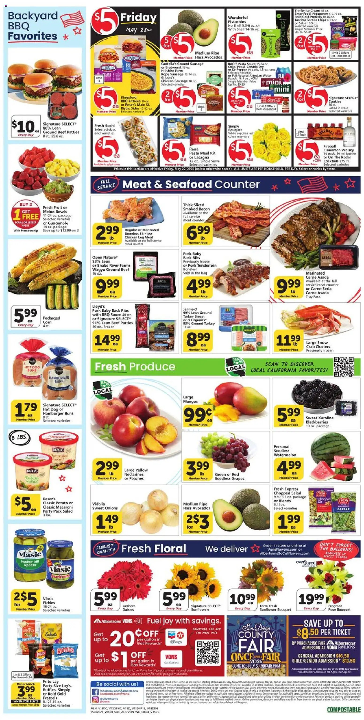 Vons Weekly Ad - valid from 20.05.2026 | Page: 5 | Products: Cream, Watermelon, Melon, Dill