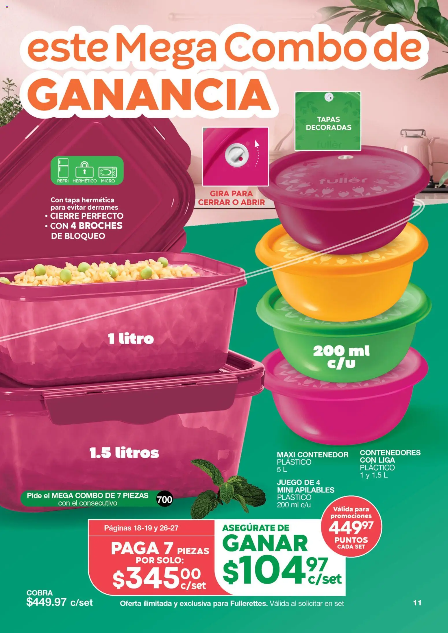 Nuevas ofertas de Fuller válidas en toda la República Mexicana desde el 10.06.2026. ¡Encuentra las mejores ofertas en Fuller Gana Mas 5 2026! | Página: 11 | Productos: Juego, Contenedor, Liga