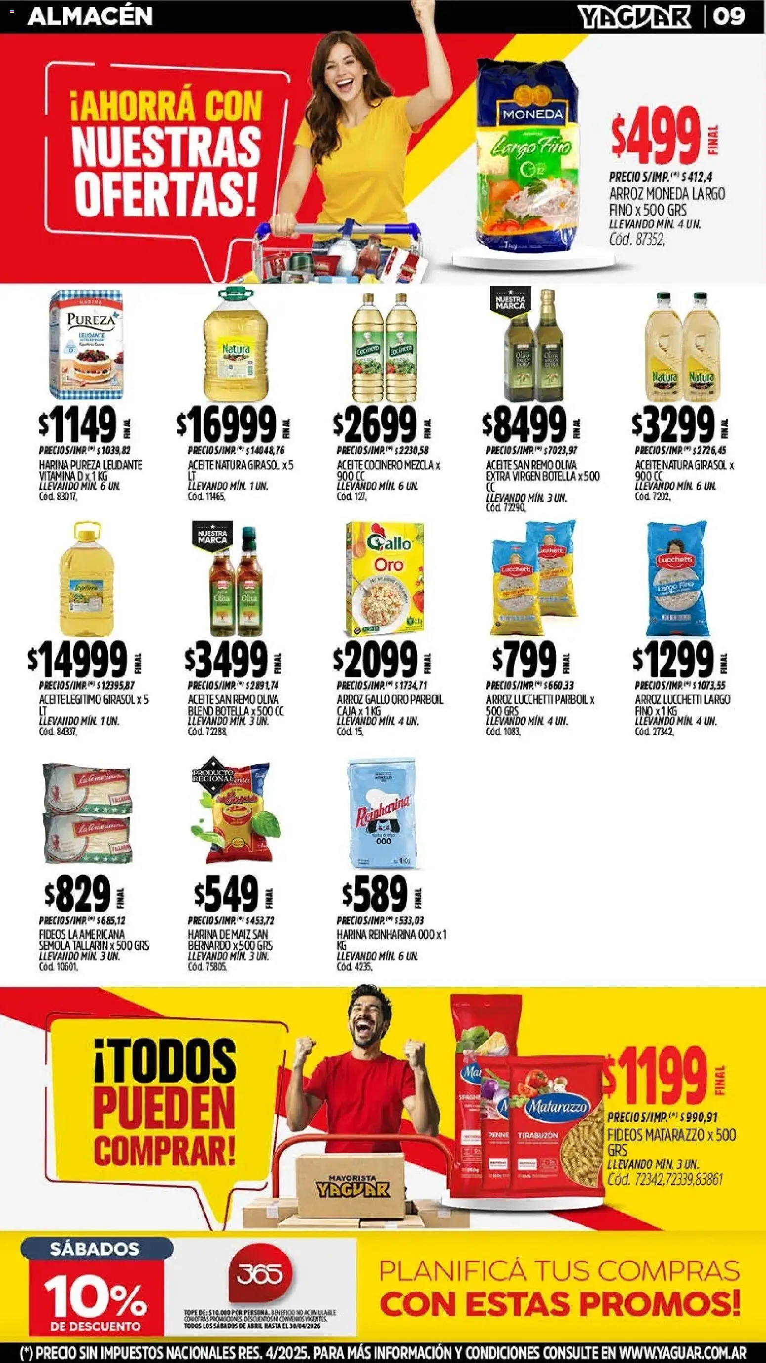 Yaguar - Oferta Semanal Salta │ válido desde el 11.05.2026 | Página: 9 | Productos: Caja, Harina, Arroz, Fideos