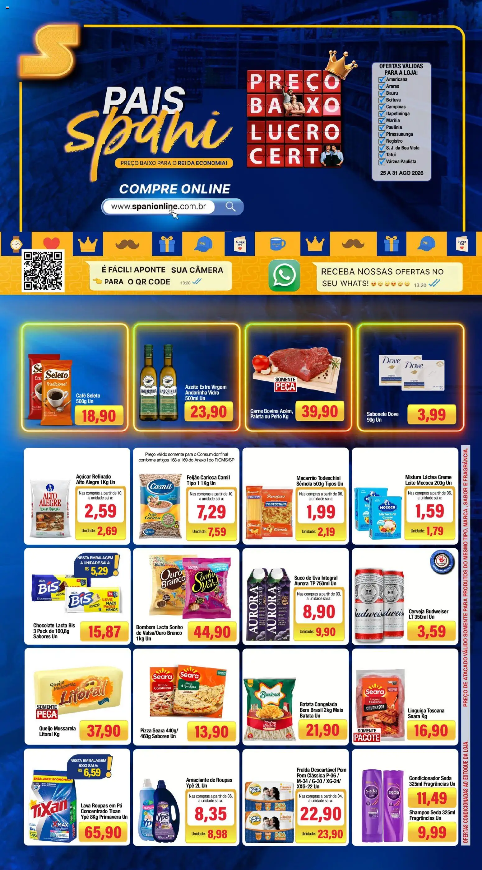 Spani Atacadista Folheto - válido de 25/08/2026 | Página: 1 | Produtos: Carne bovina, Uva, Bombom, Amaciante