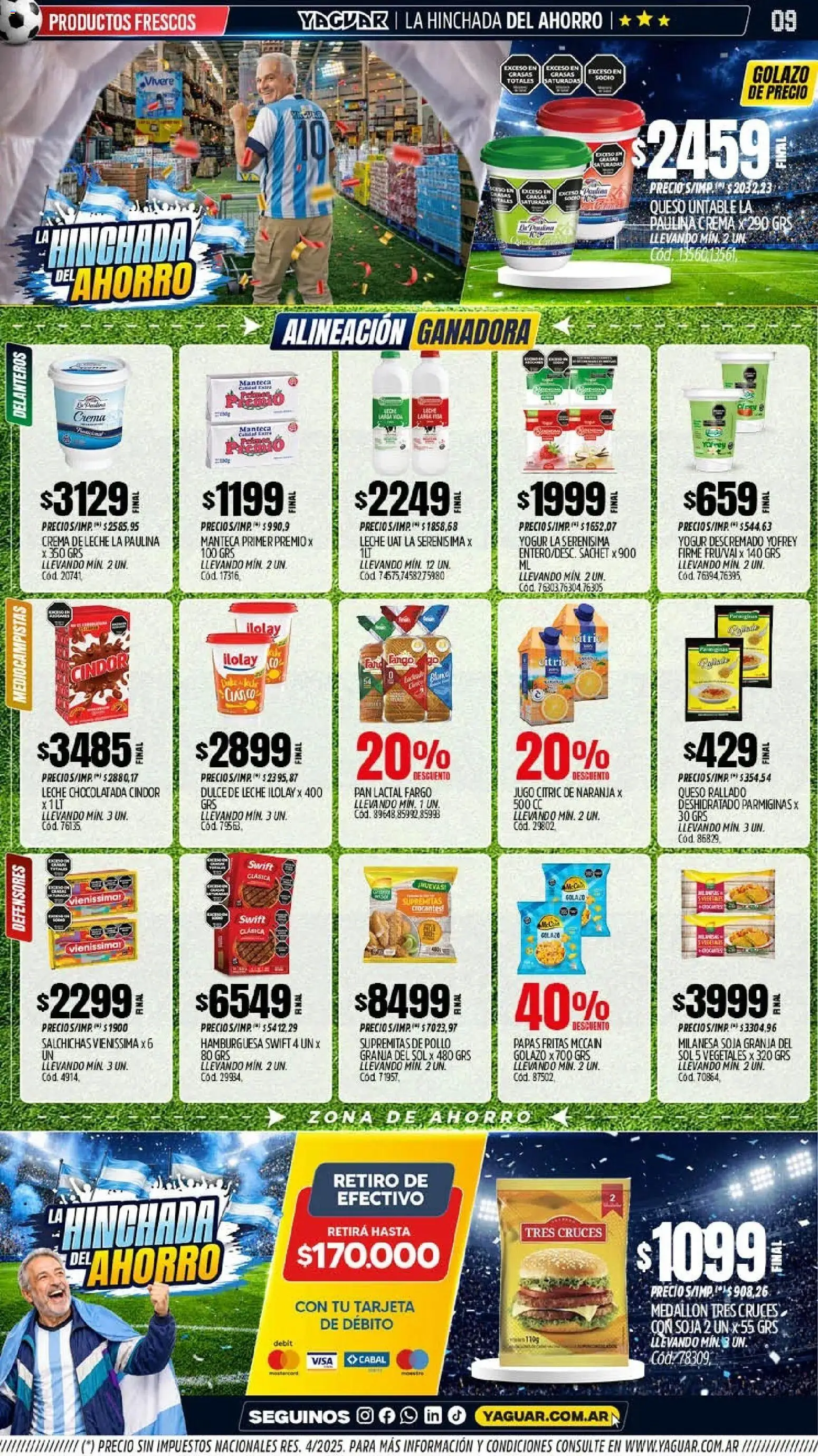 Yaguar - Oferta Semanal Jujuy │ válido desde el 15/06/2026 | Página: 8 | Productos: Queso, Yogur, Chocolatada, Jugo