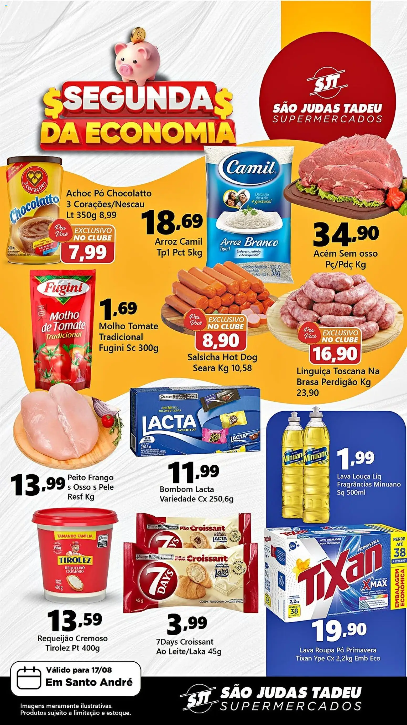 São Judas Tadeu Folheto - válido de 17/08/2026 | Página: 1 | Produtos: Tomate, Linguiça, Frango, Requeijão