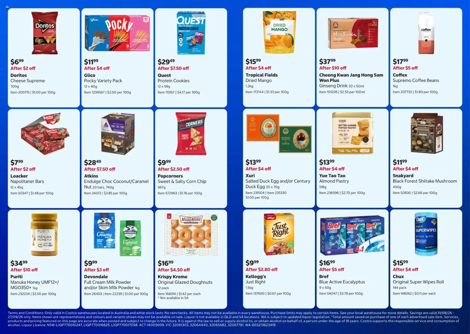 Costco catalogue - valid from 31/08/2026 | Page: 4 | Products: Duck, Alcohol, Honey, Beans