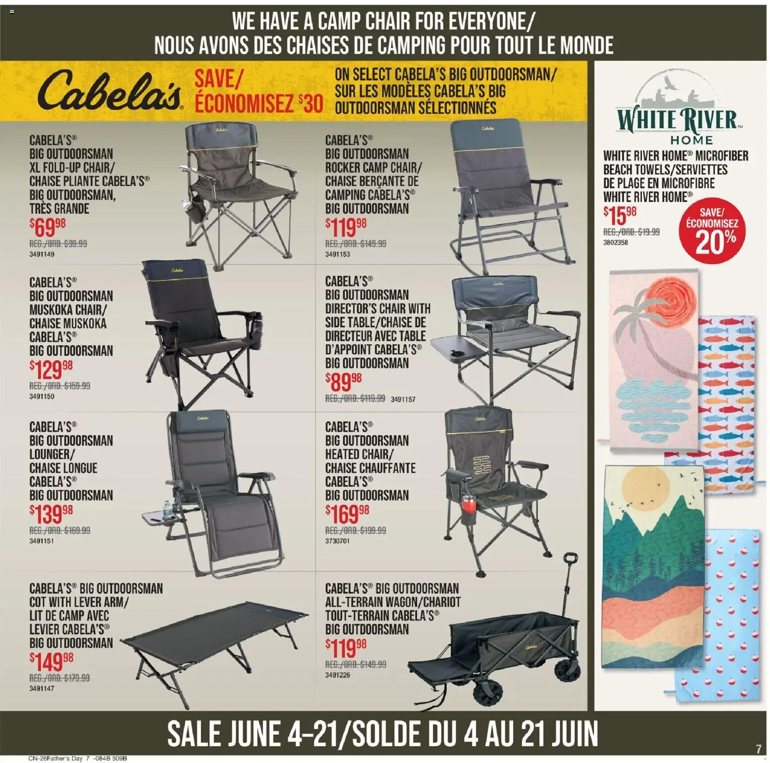 Cabelas flyer valid from 04.06.2026 | Page: 7 | Products: Table, Chair
