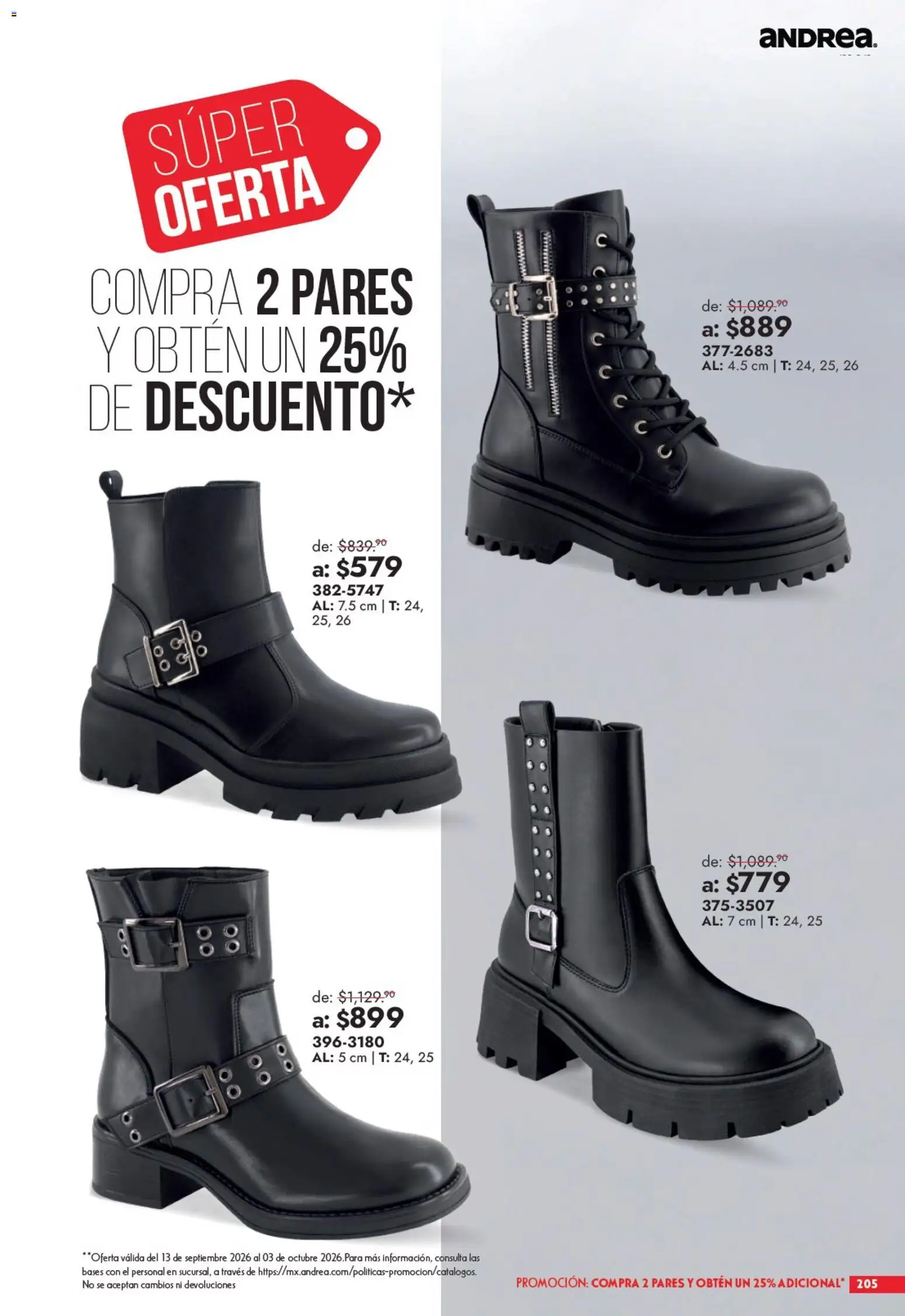 Nuevas ofertas de Andrea válidas en toda la República Mexicana desde el 13/09/2026. ¡Encuentra las mejores ofertas en Andrea catálogo Outlet! | Página: 205