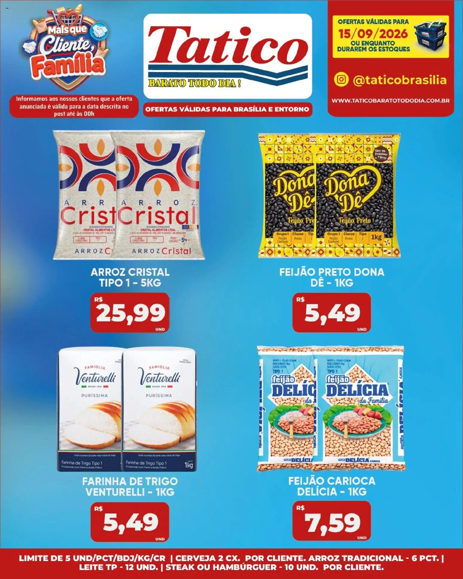 Tatico Folheto - válido de 15/09/2026 | Página: 15 | Produtos: Farinha, Steak, Leite, Alimentos