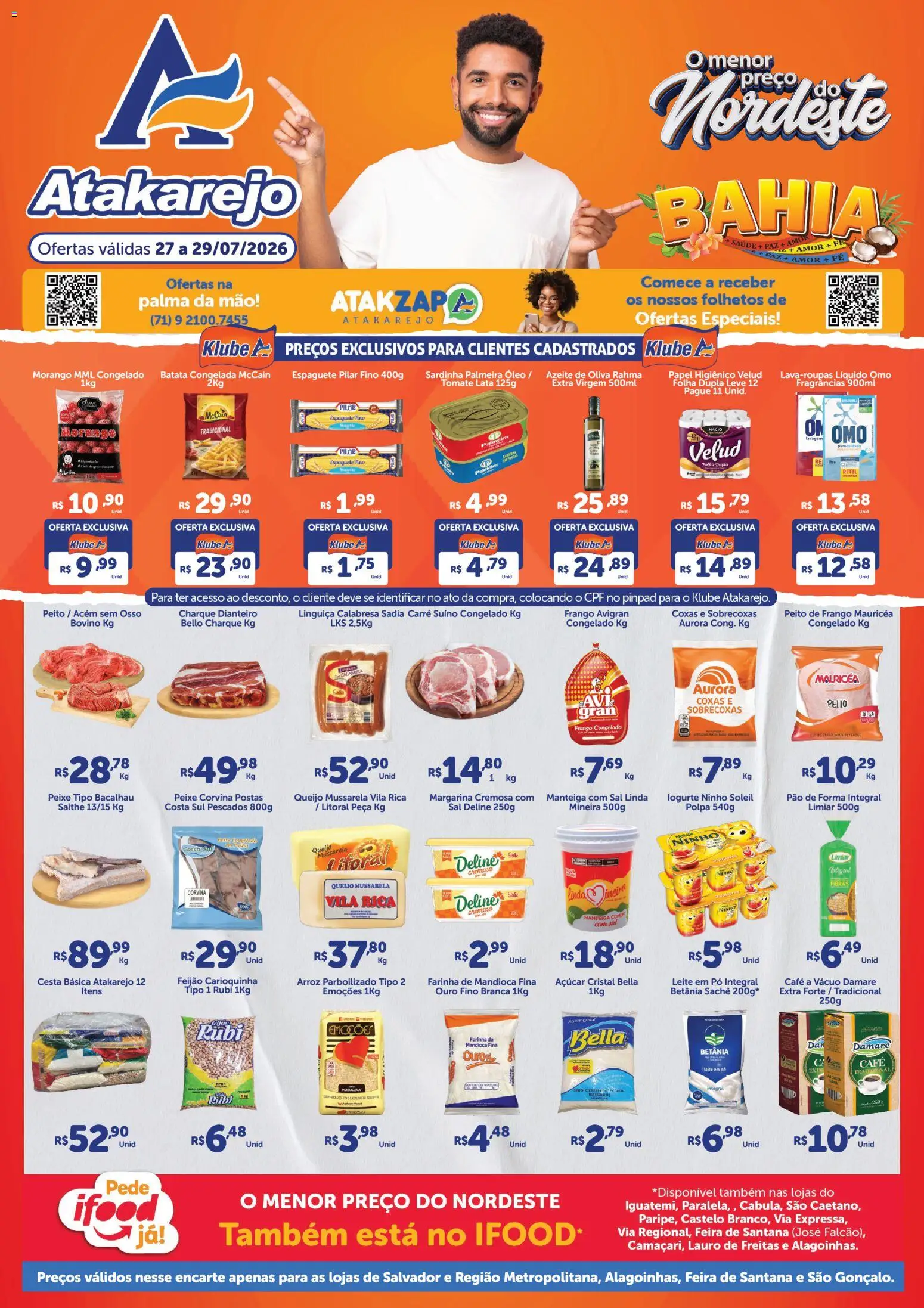 Atakarejo Folheto - válido de 27/07/2026 | Página: 1 | Produtos: Feijão, Pó, Leite, Manteiga