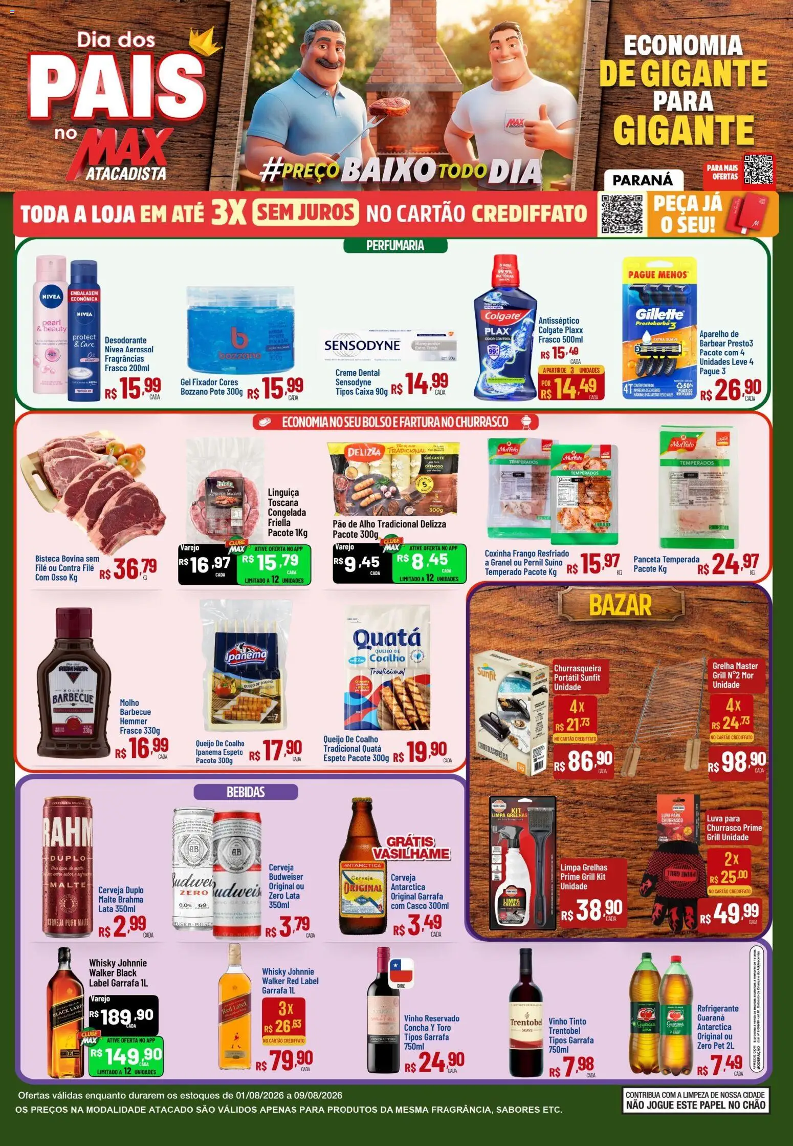Max Atacadista Folheto - válido de 01/08/2026 | Página: 1 | Produtos: Desodorante, Pao de alho, Linguiça, Refrigerante