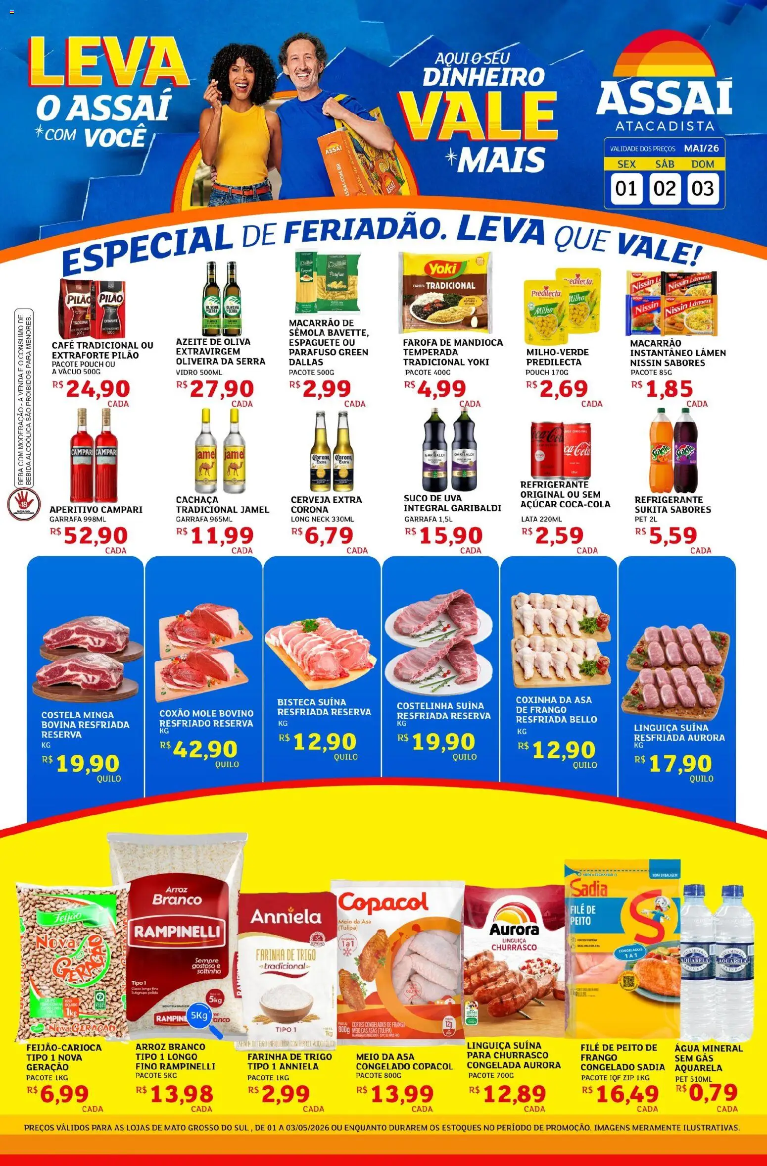 Assaí Atacadista Folheto - válido de 01.05.2026 | Página: 1 | Produtos: Linguiça, Suco, Macarrão, Azeite