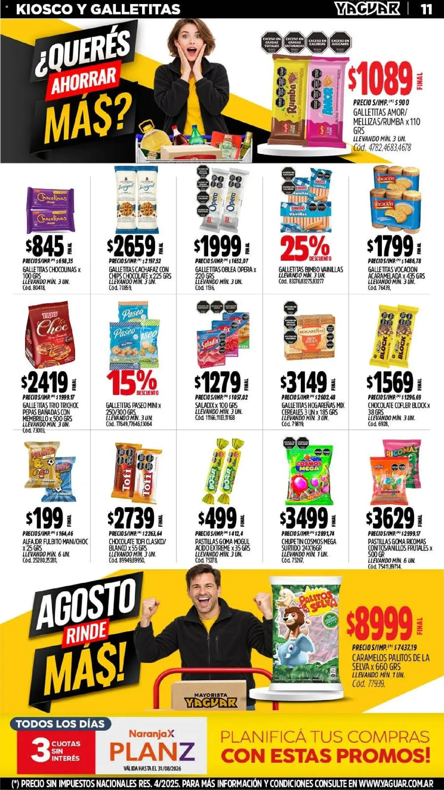 Yaguar - Oferta Semanal Mar del Plata │ válido desde el 17/07/2026 | Página: 11 | Productos: Galletitas, Chocolate, Alfajor, Cereales