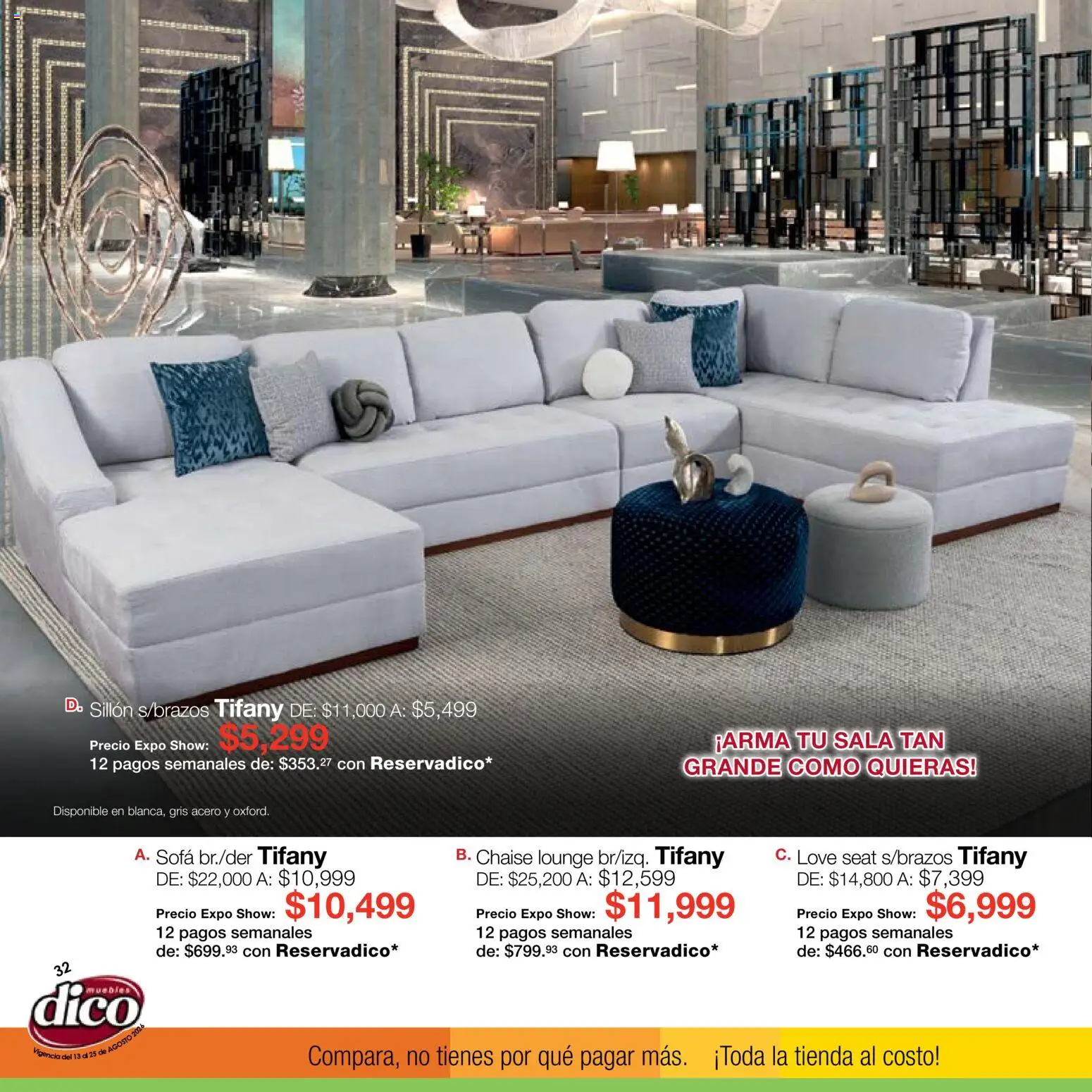 Nuevas ofertas de Muebles Dico válidas en toda la República Mexicana desde el 13/08/2026. ¡Encuentra las mejores ofertas en Muebles Dico catálogo Expo Show! | Página: 32 | Productos: Sofá, Sillón