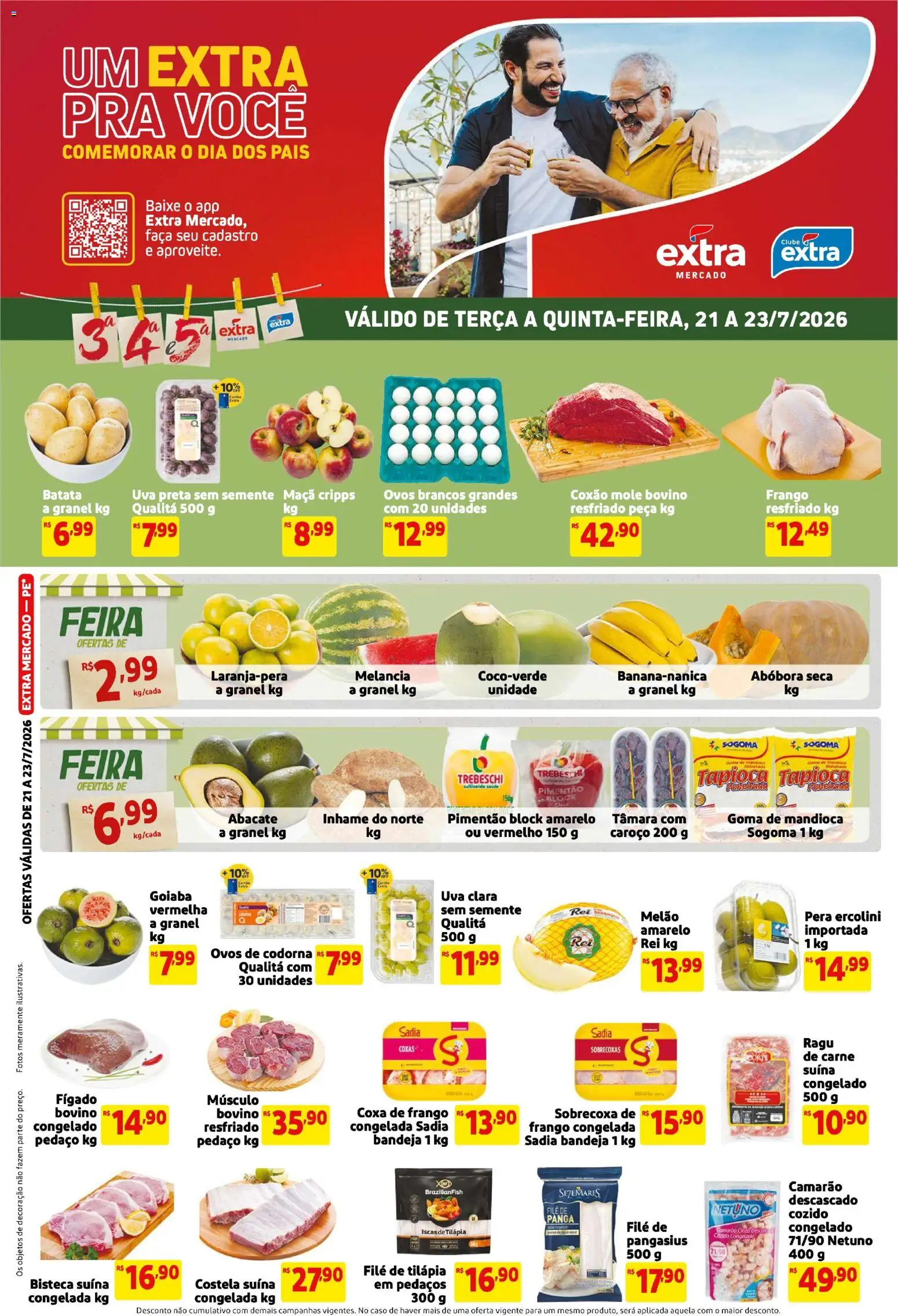 Extra Folheto - válido de 21/07/2026 | Página: 1 | Produtos: Goiaba, Inhame, Mandioca, Faca