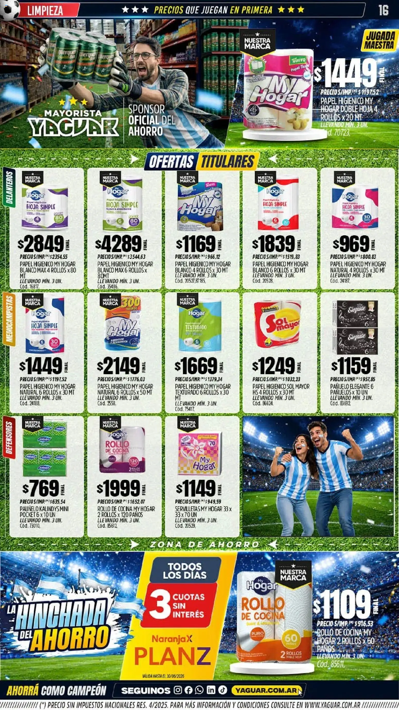 Yaguar - Oferta Semanal Mendoza │ válido desde el 01.06.2026 | Página: 15 | Productos: Papel higiénico, Pañuelo, Cocina, Huevo