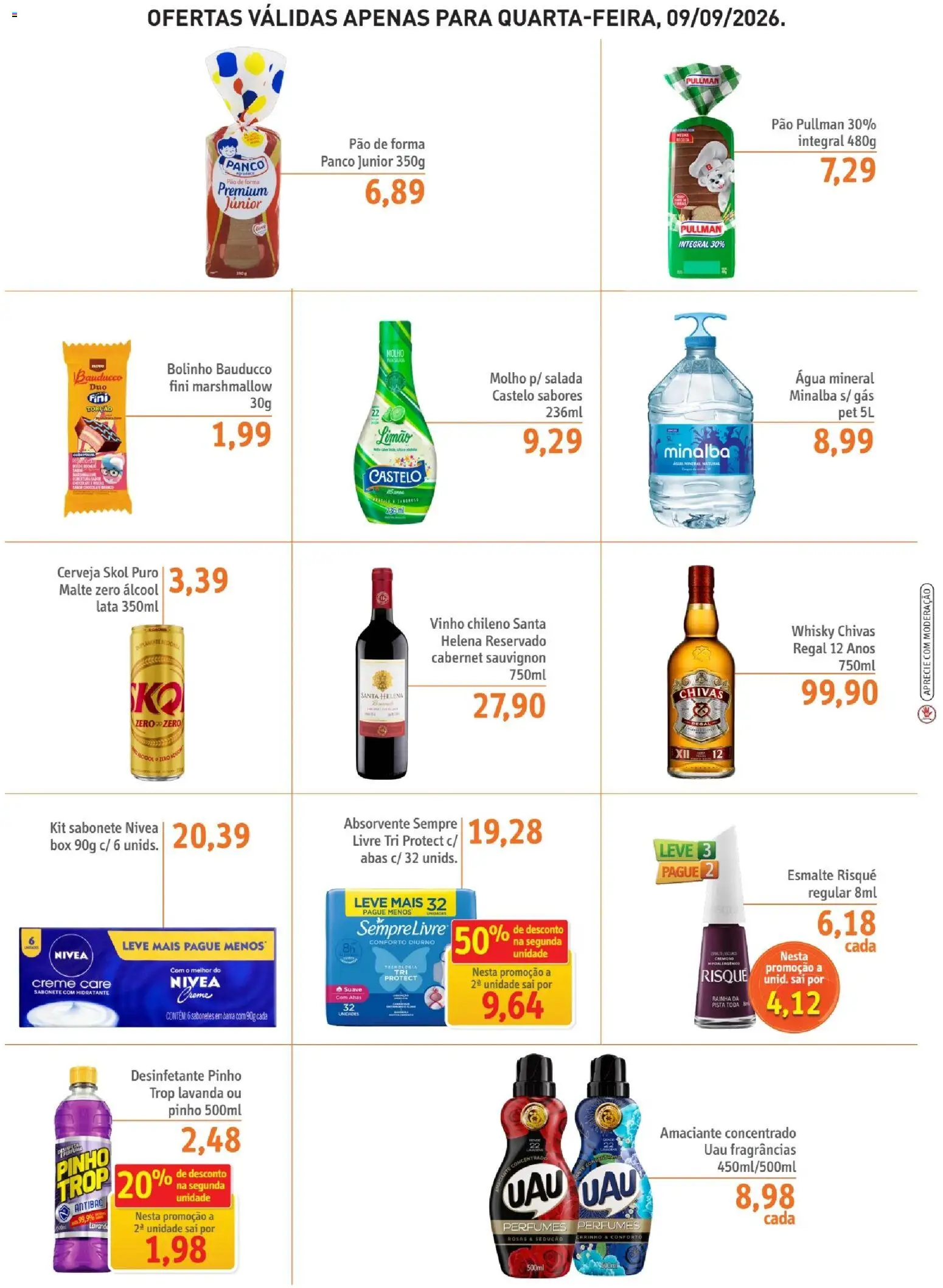 Sonda Folheto - válido de 09/09/2026 | Página: 3 | Produtos: Álcool, Chocolate branco, Salada, Desinfetante
