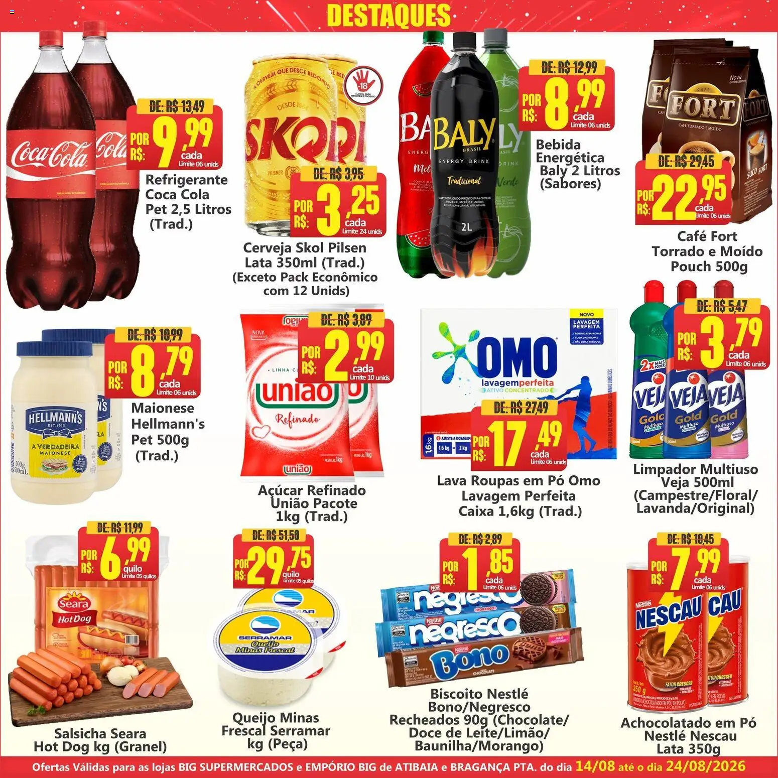 Big Supermercados Folheto - válido de 14/08/2026 | Página: 2 | Produtos: Salsicha, Caixa, Suco, Doce