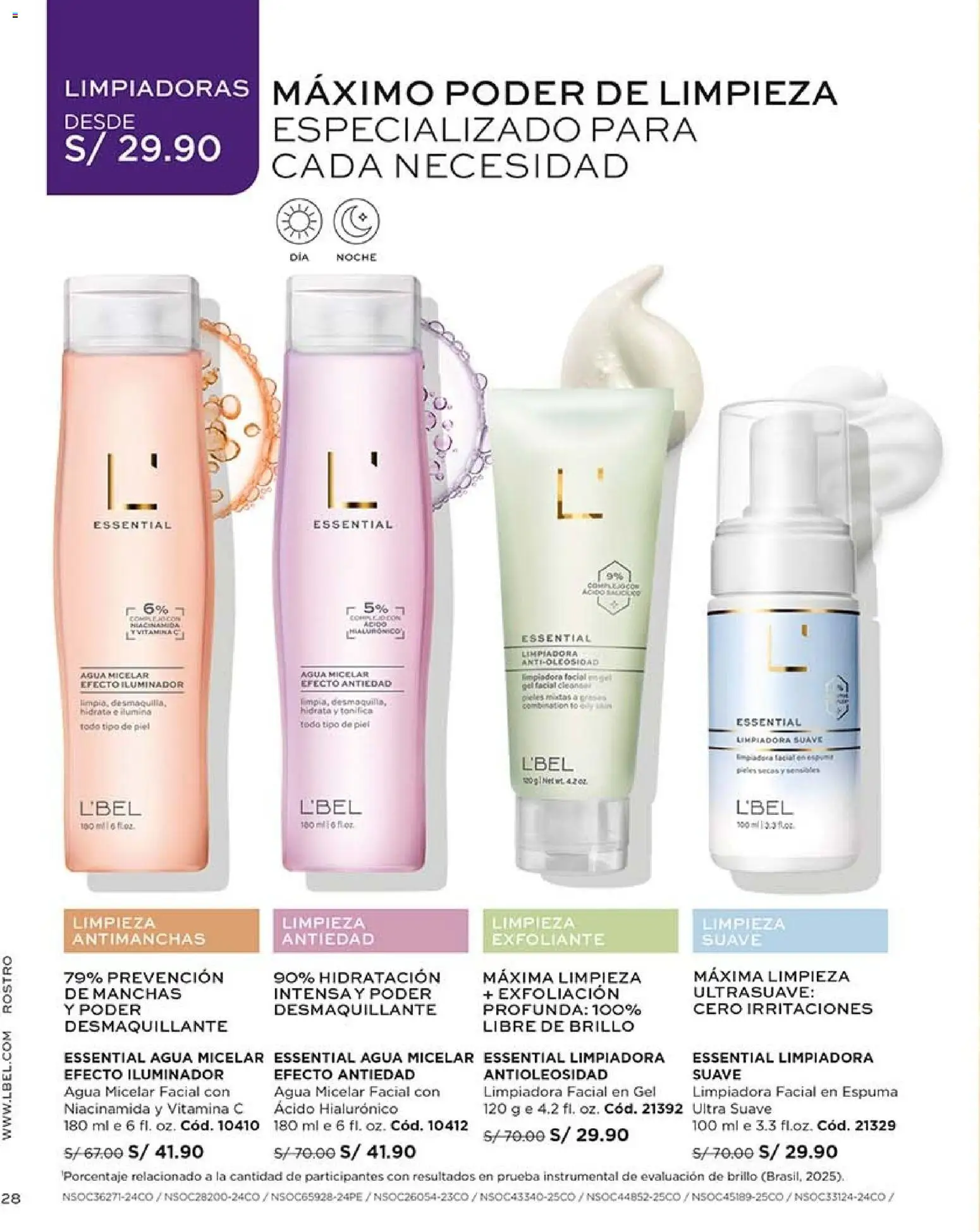 Catálogo L'Bel válido desde 03/10/2026 | Página: 28 | Productos: Exfoliante, Espuma, Agua